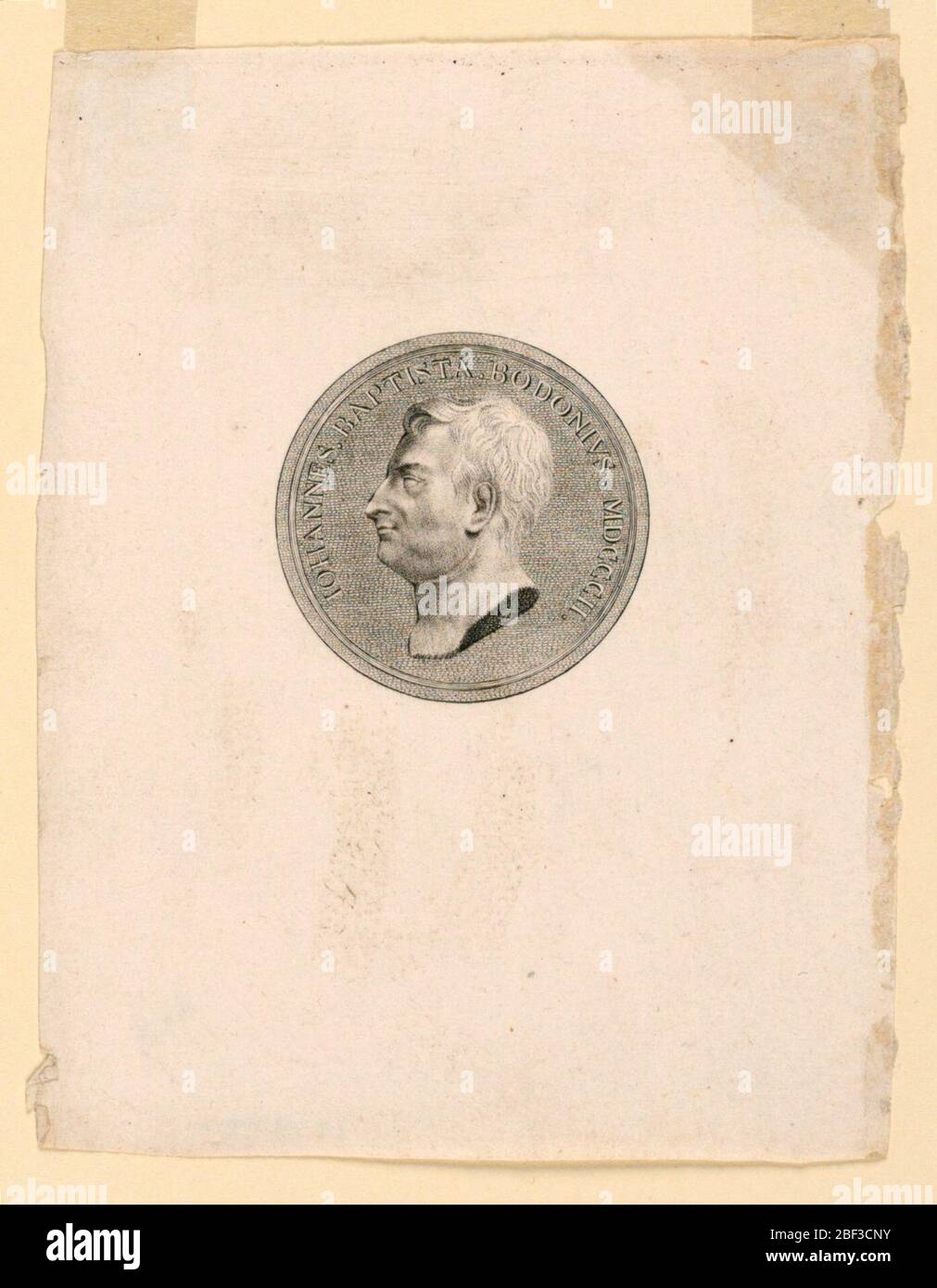 Ritratto di Giambattista Bodoni 17401813. Ritratto circolare di una forma di medaglia. Raffigurante solo la testa. Nella vista profilo. Foto Stock