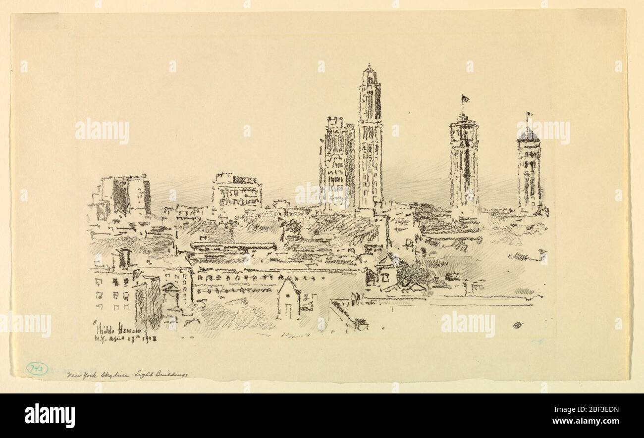 Edifici New York Skyline Light. Skyline di New York vista in luce brillante. Composizione simile a "New York Skyline – Dark Buildings" (1940-76-21). Foto Stock