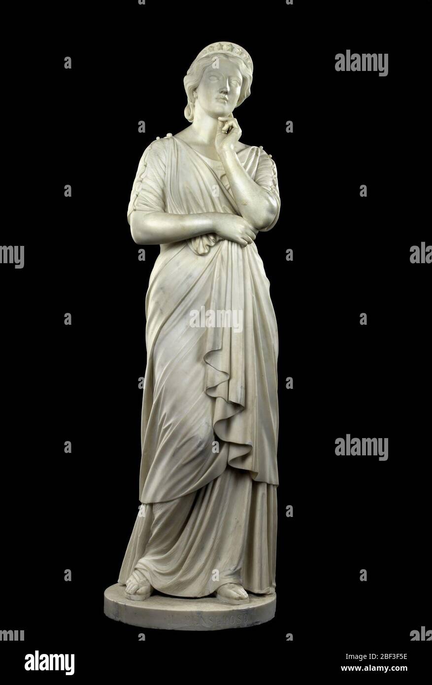 Il Penseroso. La scultura di Joseph Moziers si basa sulla figura allegorica di Melancholy del poema il Penseroso di John Milton del 1632. Foto Stock