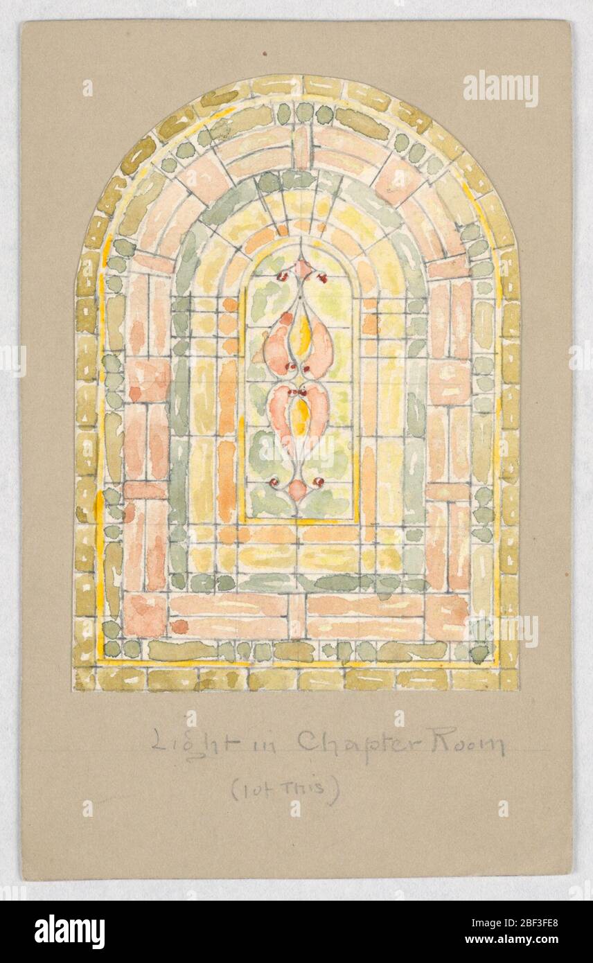 Design for Light in Chapter Room Carnegie Hall New York NY. Finestra lunette di colore blu e giallo con petali centrali rosa. Foto Stock