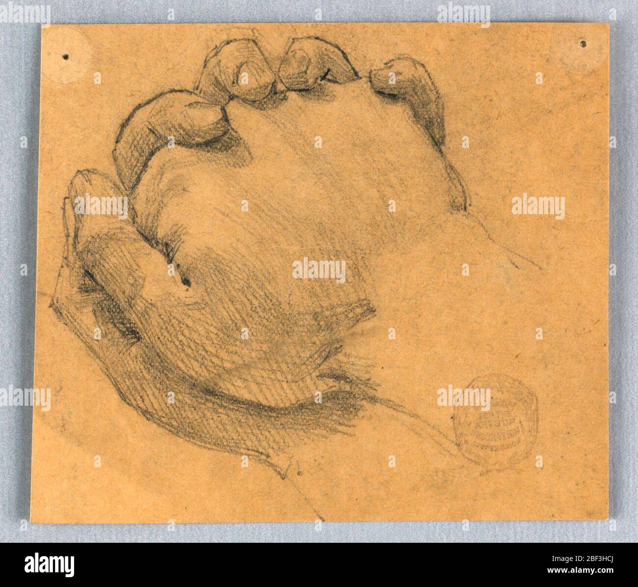 Studio delle mani afflitto. Le mani sono ombreggiate al polso. Foto Stock