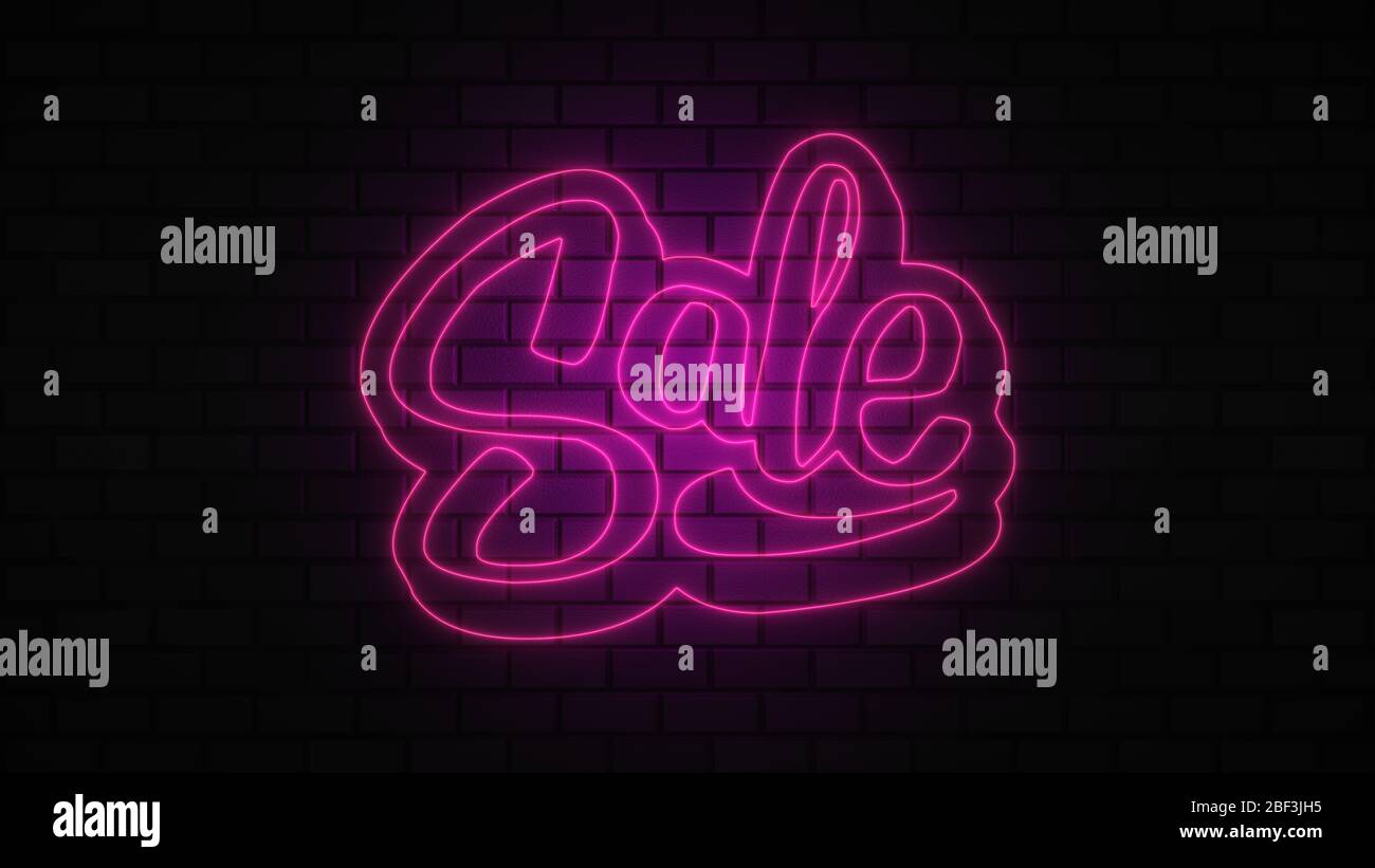 Black Friday vendita off neon segno luce fluorescente che si illumina su sfondo banner, vendita off da luci neon cartello di notte Foto Stock