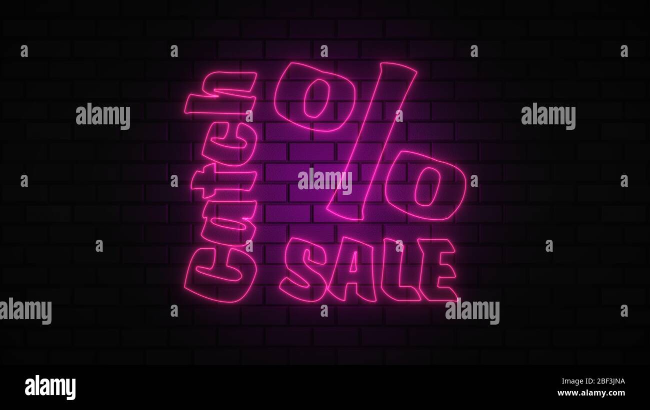 Black Friday vendita off neon segno luce fluorescente che si illumina su sfondo banner, vendita off da luci neon cartello di notte Foto Stock