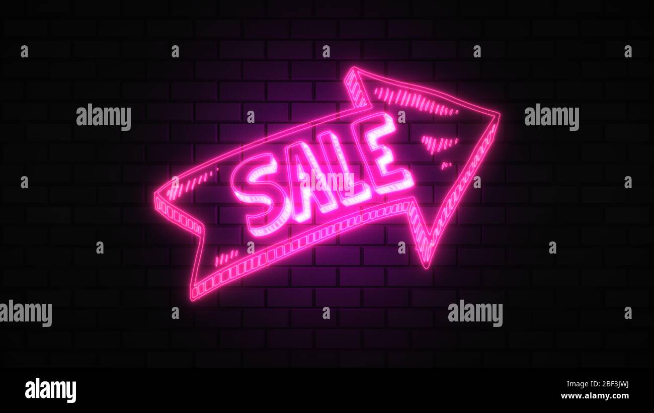 Black Friday vendita off neon segno luce fluorescente che si illumina su sfondo banner, vendita off da luci neon cartello di notte Foto Stock