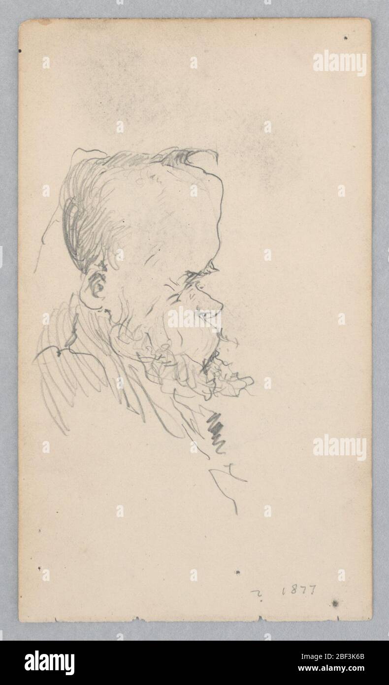 Caricatura. Una testa di un uomo raffigurato in profilo rivolto verso destra. Verso: La scarpetta è mostrata due volte da angeli leggermente diversi. Foto Stock