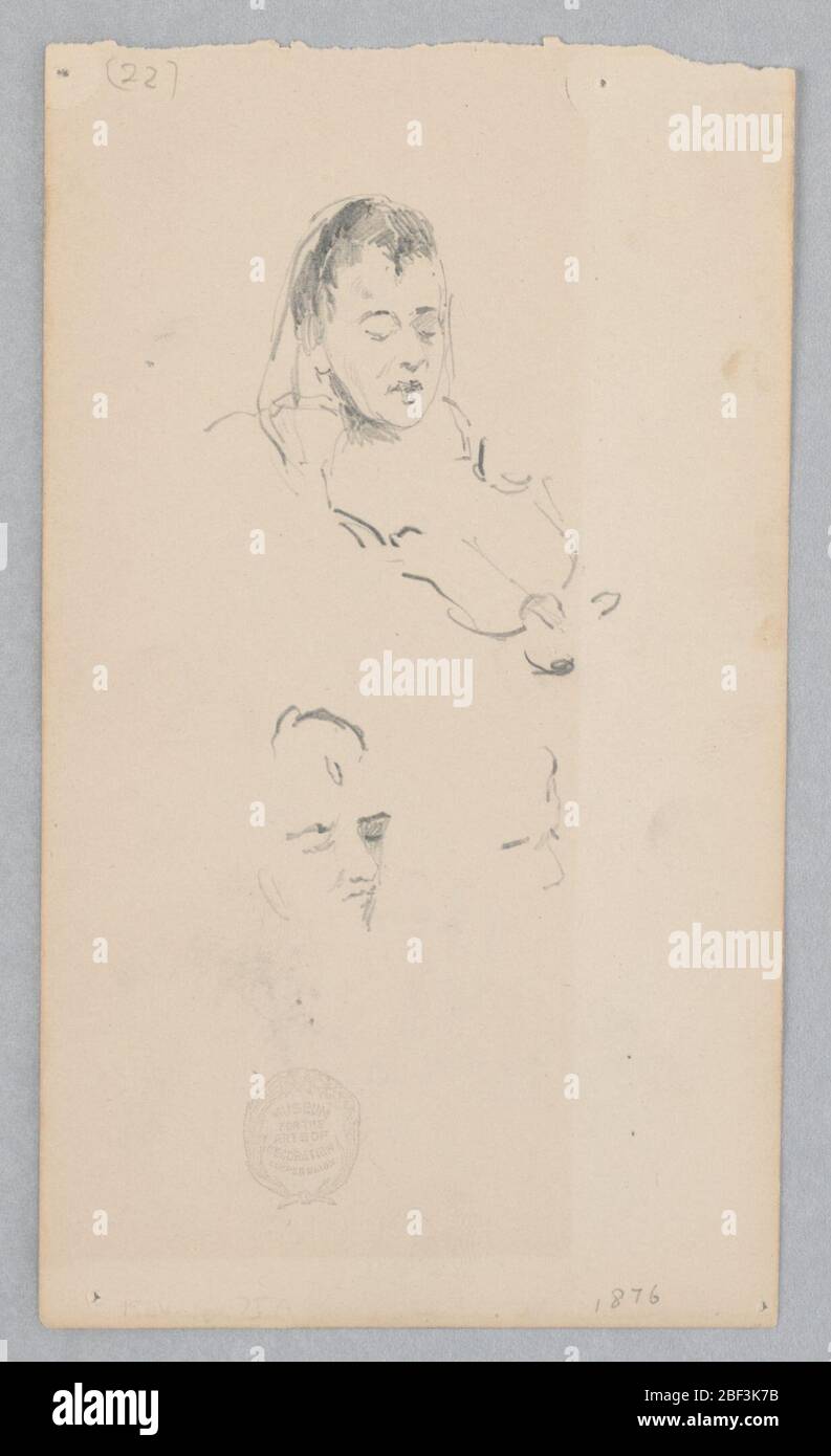 Donna. Disegno di una figura femminile con un violino nascosto sotto il suo mento. Foto Stock