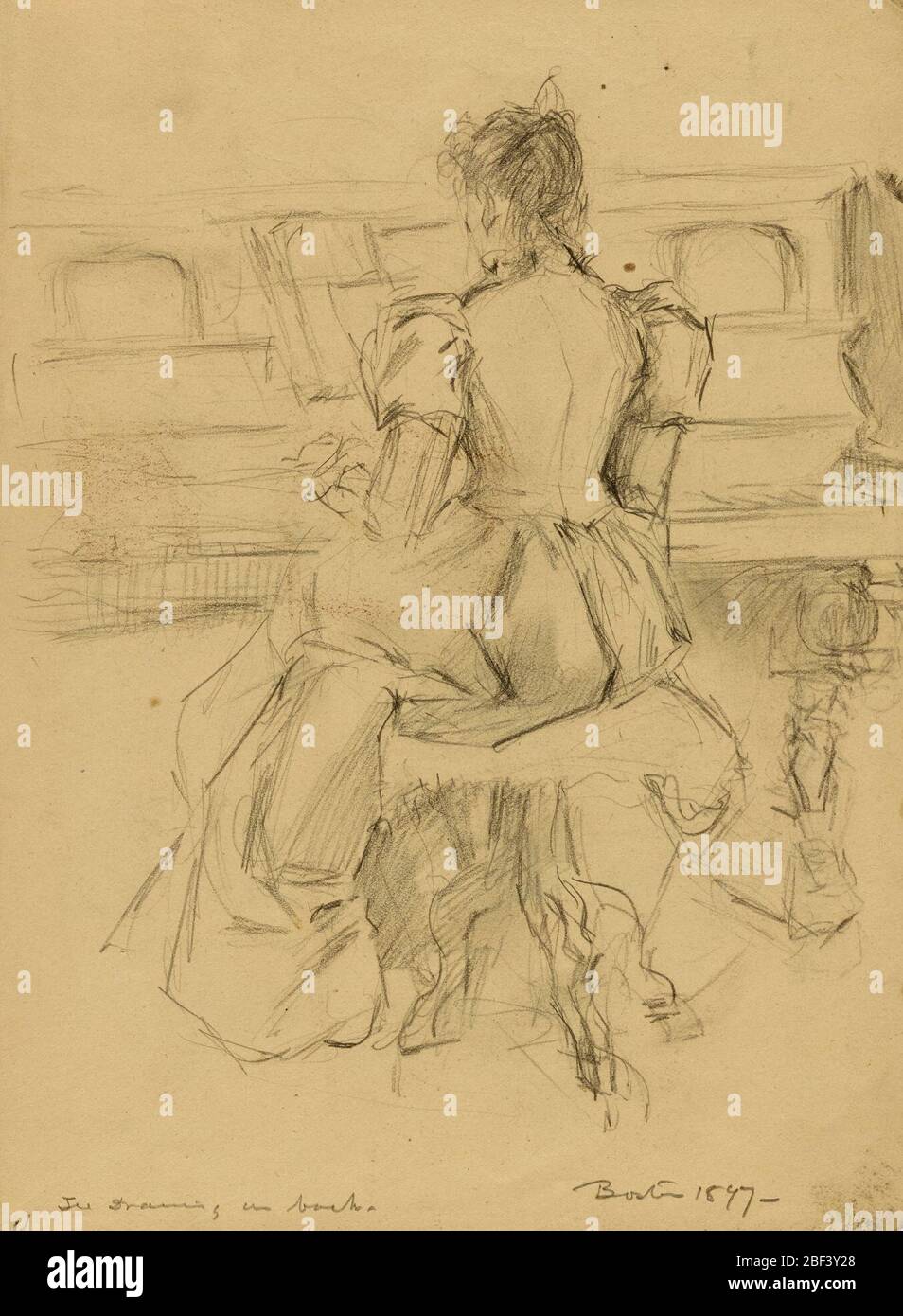 Ella al piano. Foto Stock