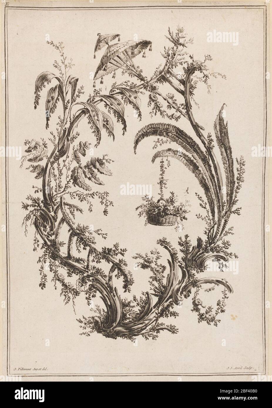 Alberi con cesto e Parasol. Foto Stock