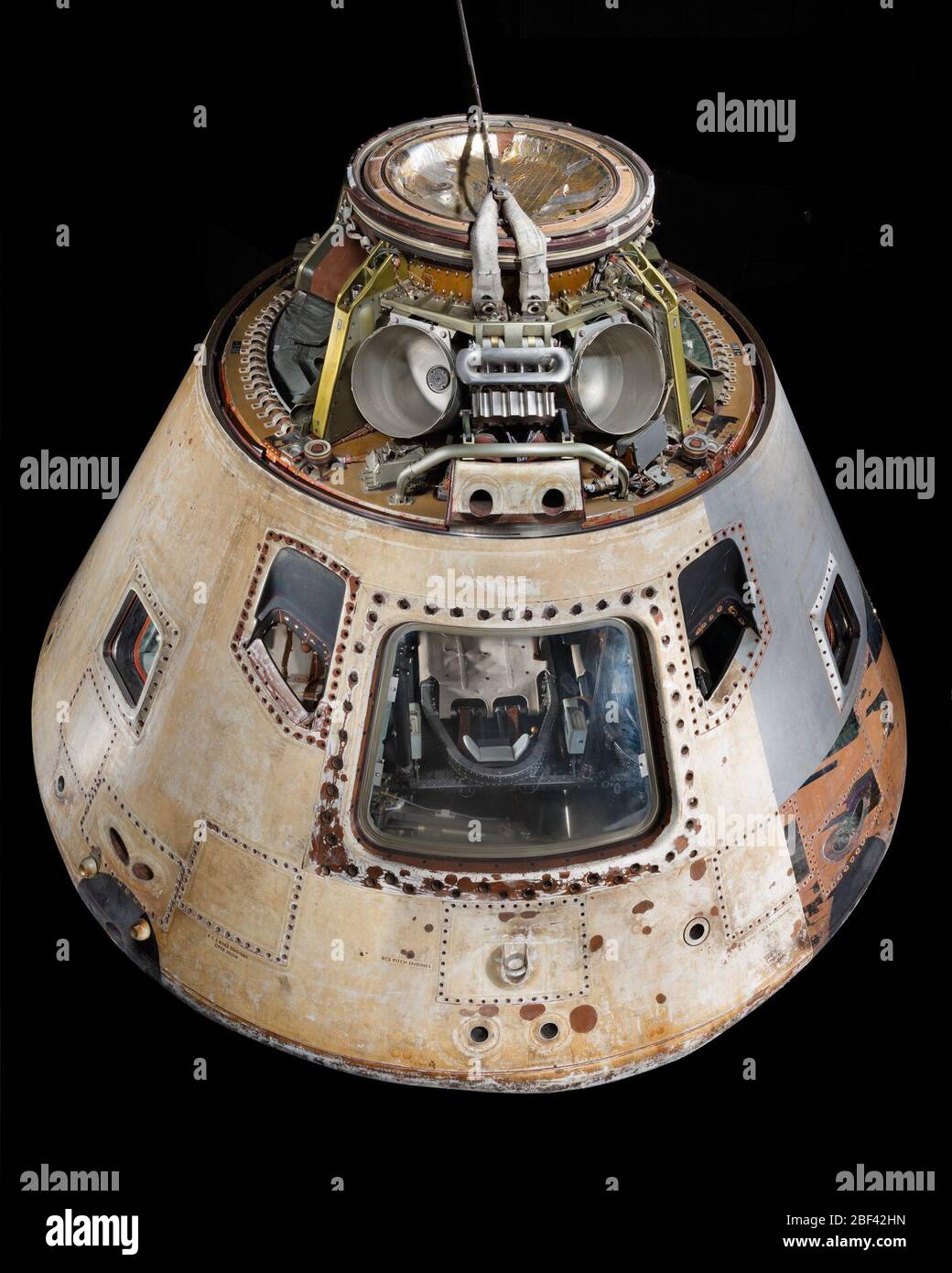 Modulo di comando Skylab 4. Questo è il modulo di comando Skylab 4, che serviva da cabina di equipaggio per andare e andare da Skylab, la prima stazione spaziale statunitense. Skylab 4, la terza e ultima delle missioni Skylab, è stata lanciata il 16 novembre 1973 con i moduli di comando e servizio CSM-118. Foto Stock
