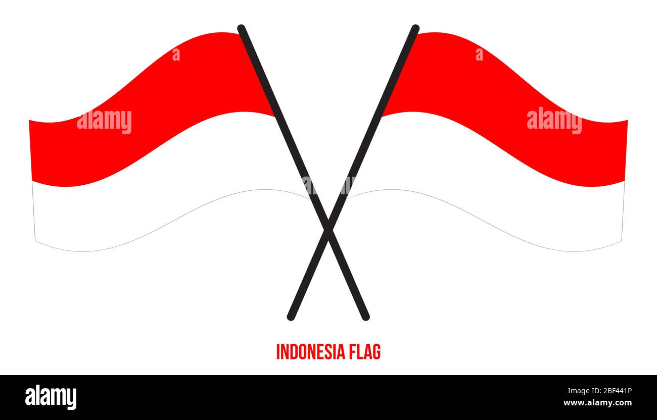 Indonesia bandiera sventola illustrazione vettoriale su sfondo bianco. Indonesia bandiera nazionale. Foto Stock