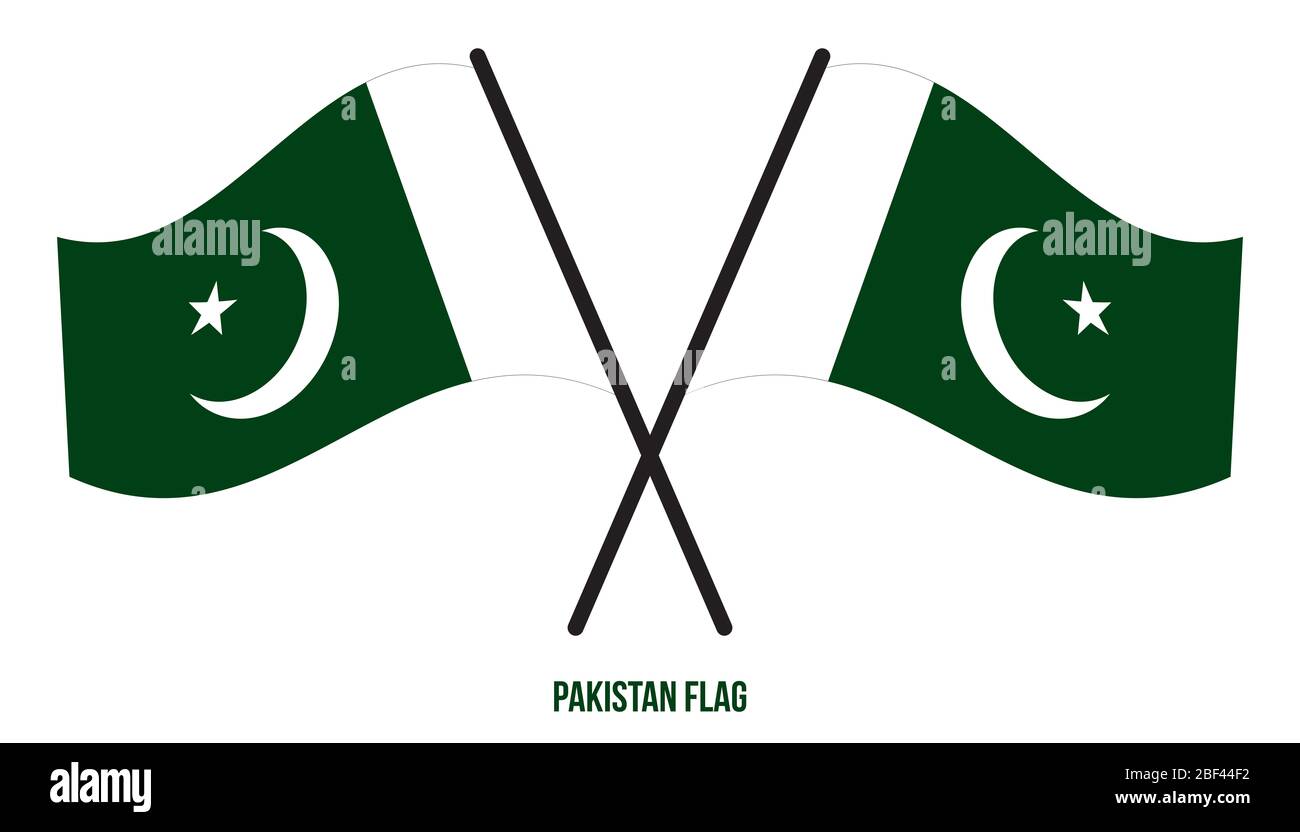 Il Pakistan bandiera sventola illustrazione vettoriale su sfondo bianco. Il Pakistan bandiera nazionale. Foto Stock