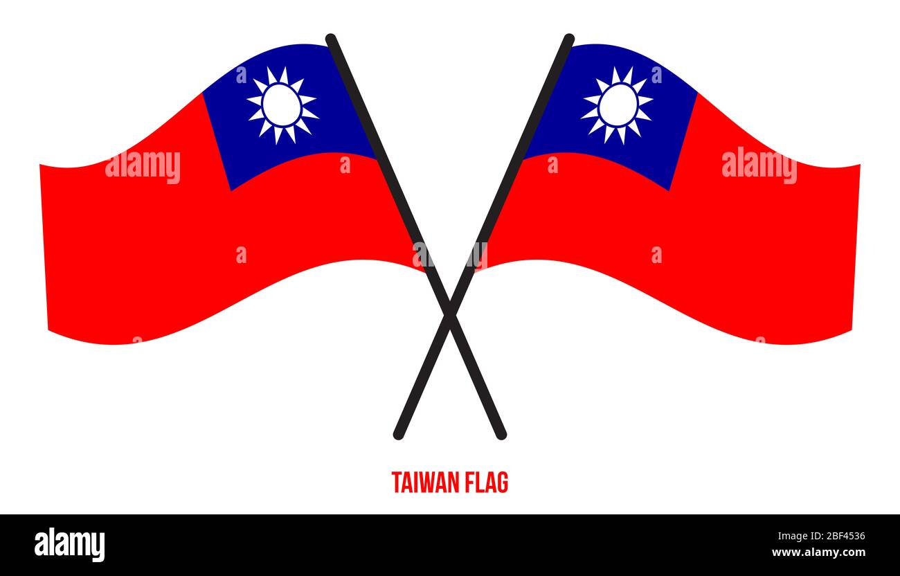 Taiwan bandiera sventola illustrazione vettoriale su sfondo bianco. Taiwan bandiera nazionale. Foto Stock