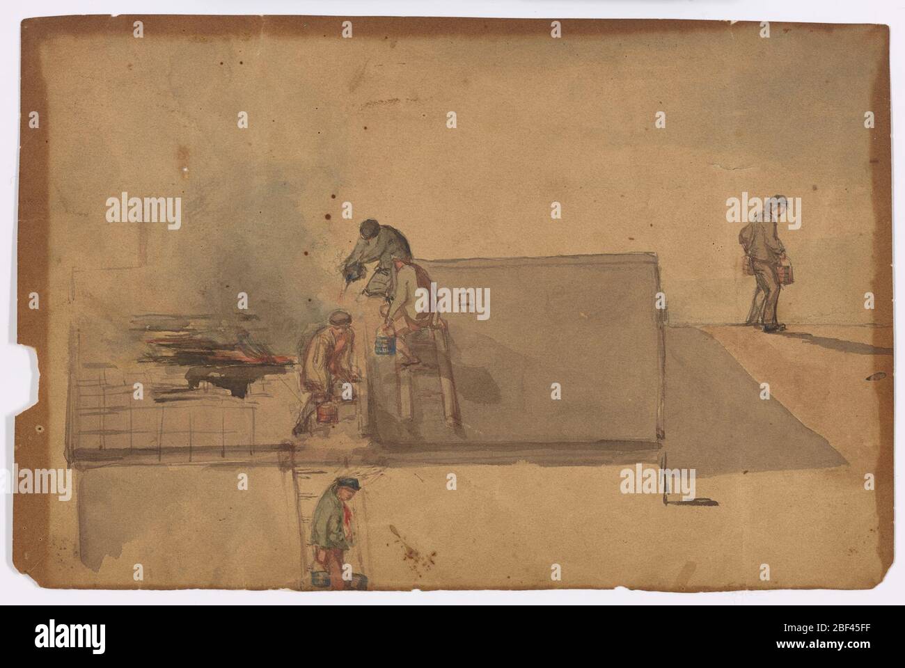 Un fuoco a Pomfret. Thomas Robert Way (1861 - 1913) Foto Stock