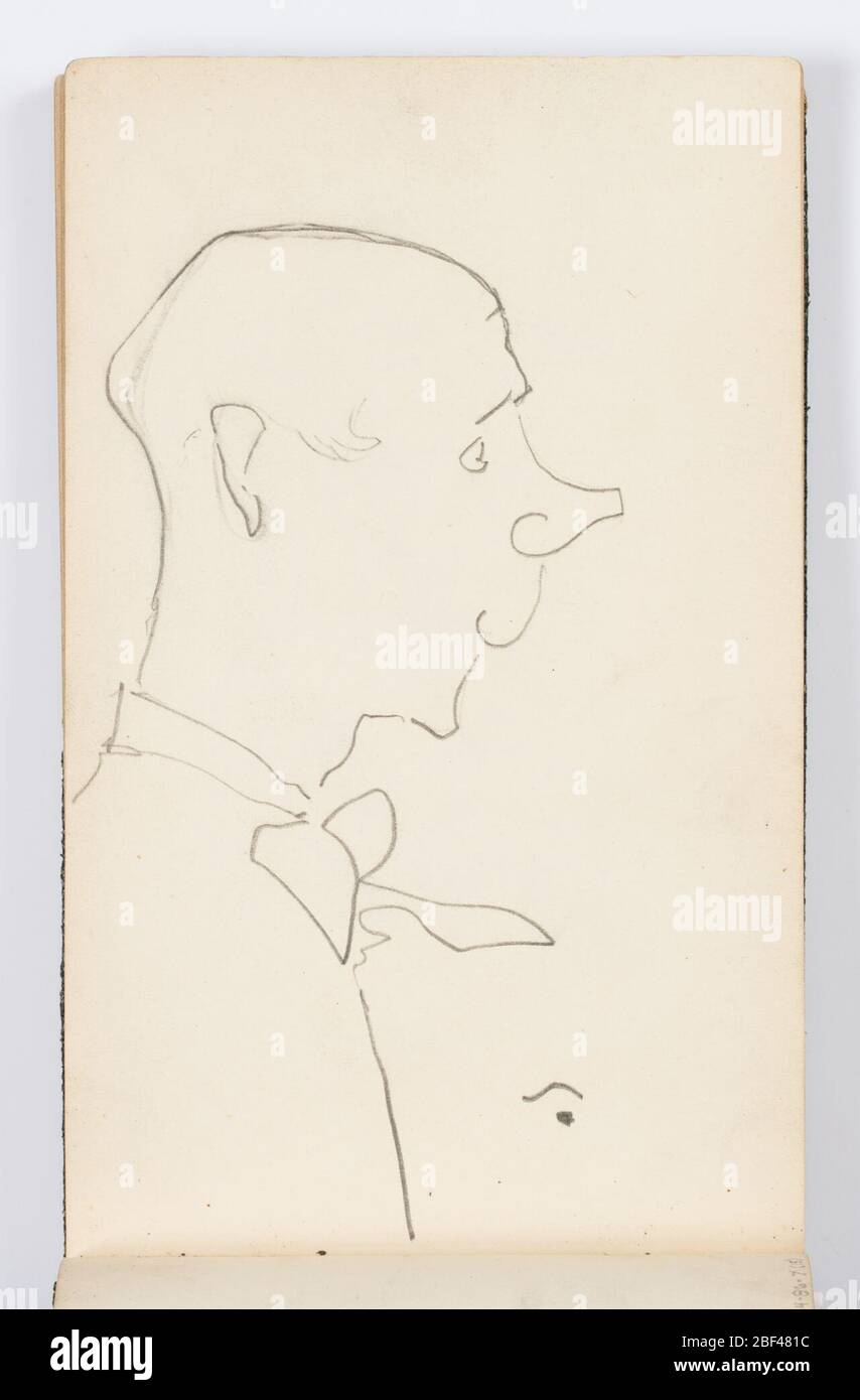 Caricatures pagina di Sketchbook. Recto: Caricatura dell'uomo con naso  lungo e cravatta di prua nel profilo.verso: Caricatura dell'uomo con baffi,  rivolta frontalmente Foto stock - Alamy