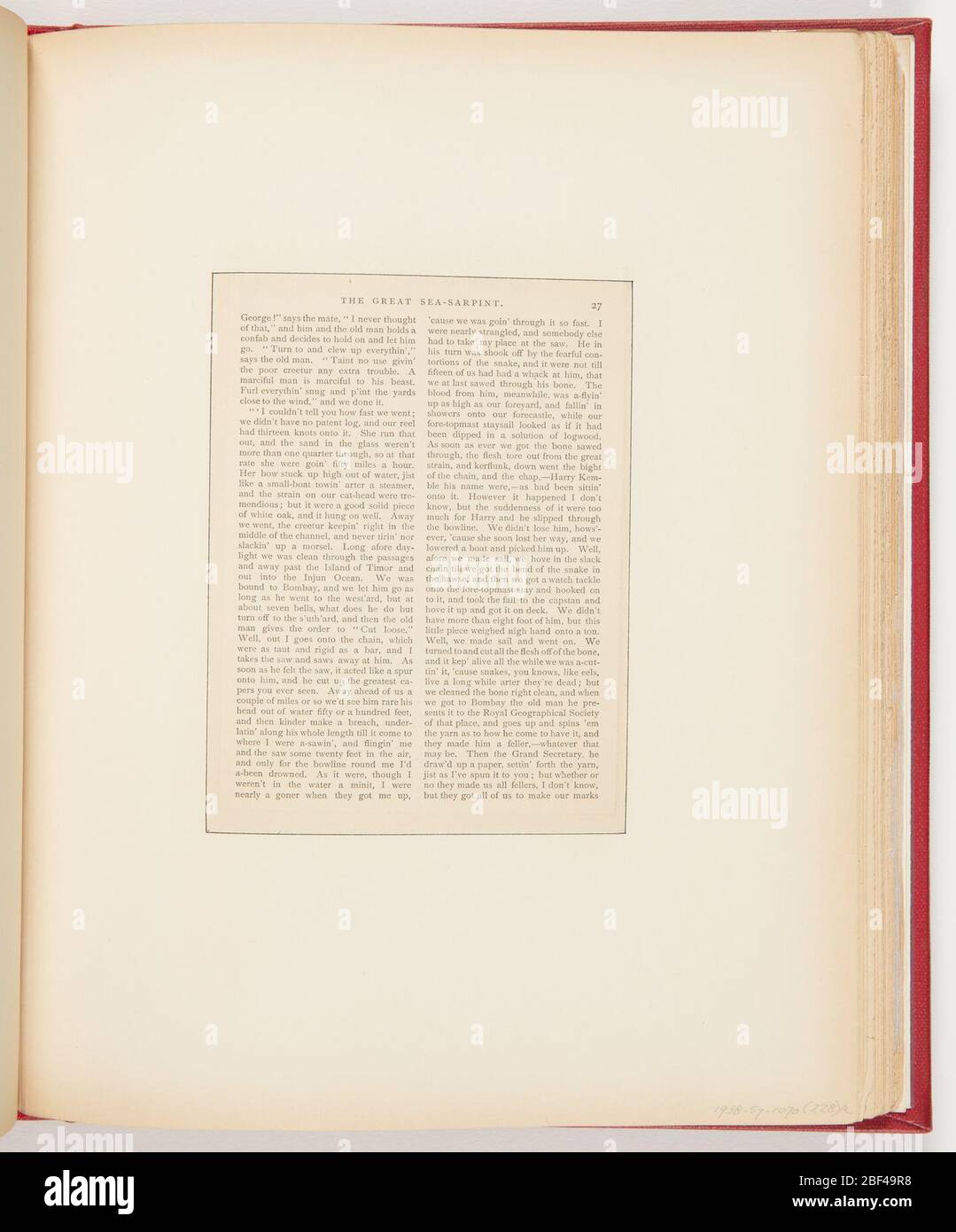 Il grande SeaSarpint. Breve storia sui marinai e sul serpente marino Foto Stock