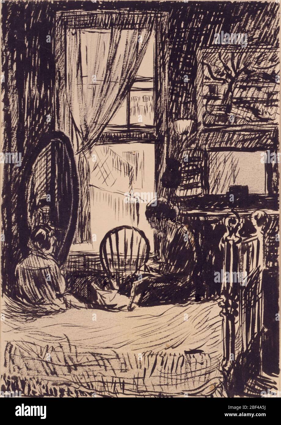 Figure prima della finestra. Foto Stock