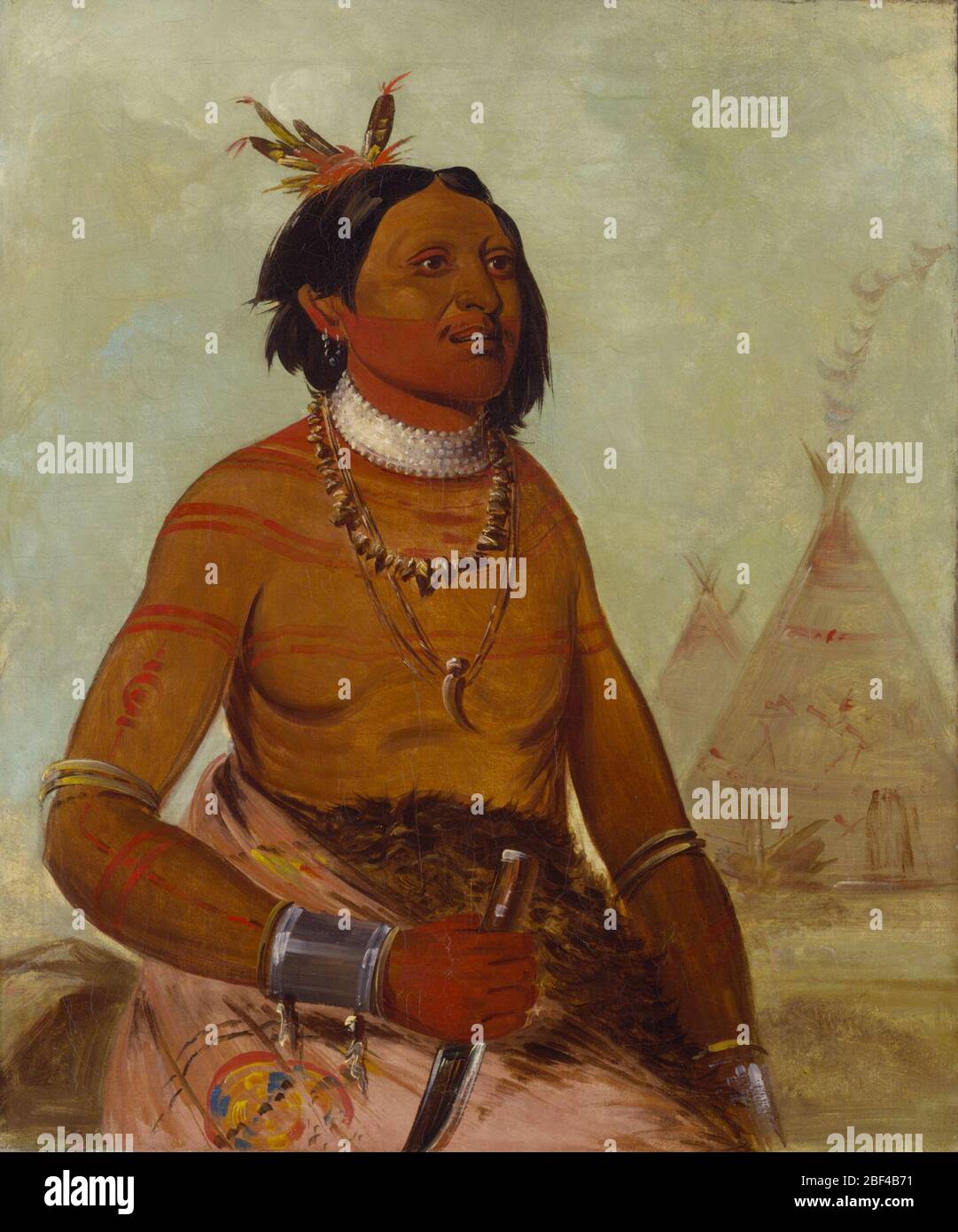 Quyhmkay Stone Shell un coraggioso. George Catlin scrisse che Stone Shell, un coraggioso Kiowa, era "un altro esempio discreto dei guerrieri di questa tribù" e che era "un po' alleato ai misteri e agli arcani dell'arte curativa, dalla compagnia che tiene con il mio amico Dr. Foto Stock