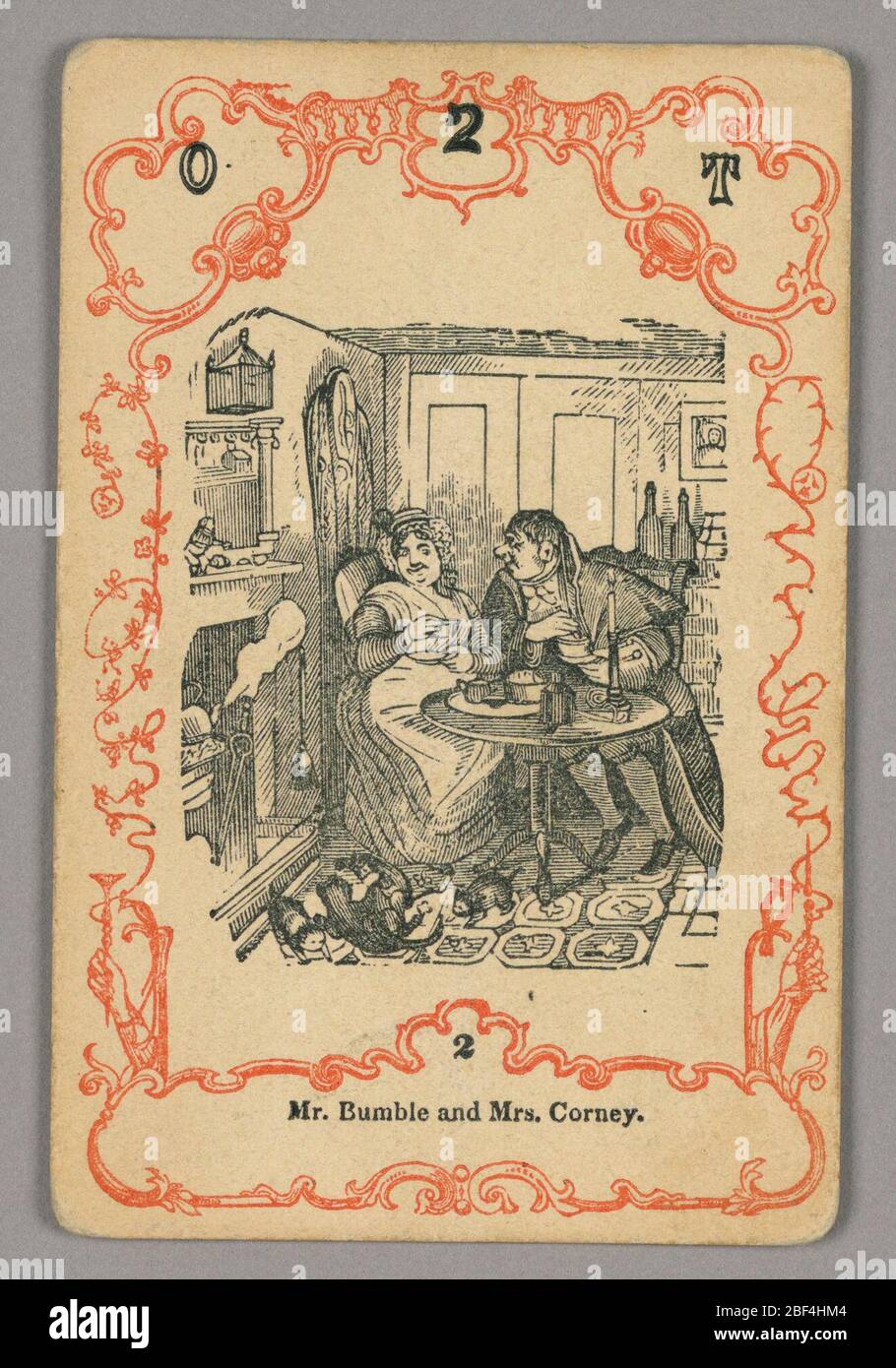 Carta da gioco. Carta numerata in alto: O 2 T; sotto immagine centrale: 2 Foto Stock