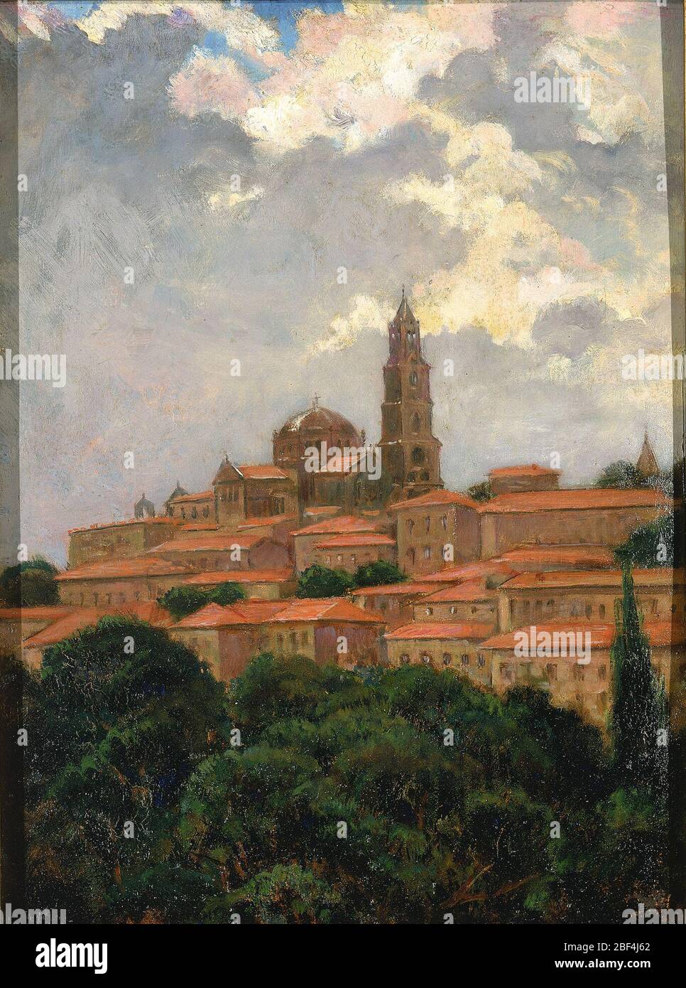 Cattedrale a le Puy. La Cattedrale di Notre-Dame a le Puy fu costruita nei secoli XI e XII ed era un importante luogo di pellegrinaggio alla fine del 1500. James Carroll Beckwith e sua moglie hanno fatto il loro "pellegrinaggio" in Francia nel 1911, con fermate ad Avignone, Nîmes e le Puy. Foto Stock