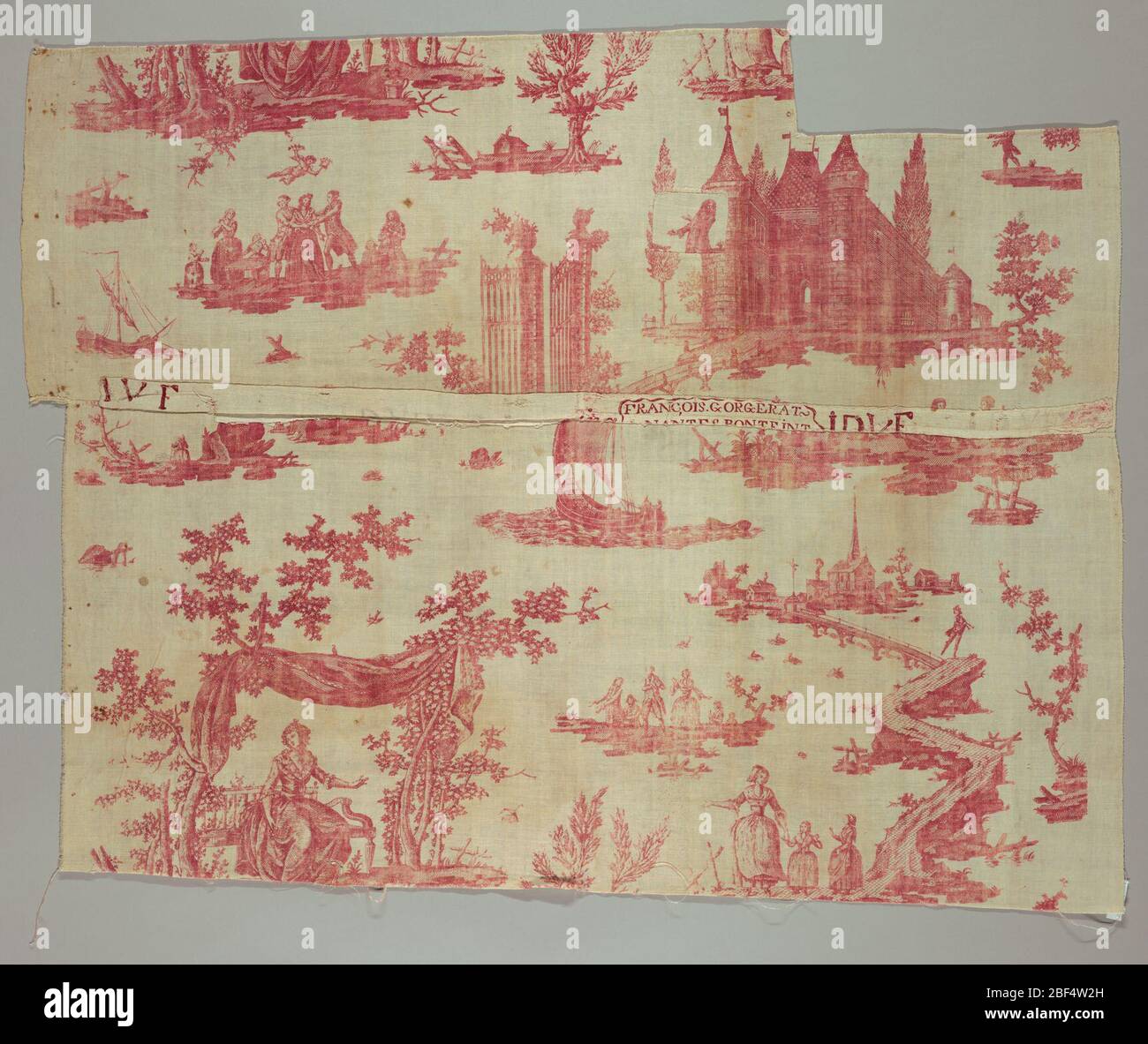 Nina ou la folle par amour. Design rosso su terreno bianco. Scene isolate che illustrano la storia di 'Nina', una commedia musicale di Dalayrac (1753-1809) a Parigi nel 1786. Il libro fu di Marsollier (1750–1817). Foto Stock