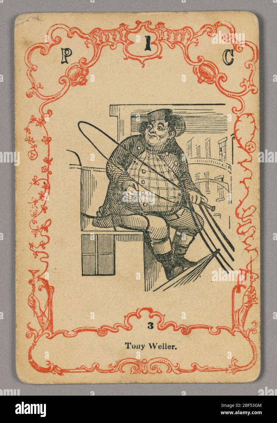 Carta da gioco. In alto: P 1 C; sotto immagine centrale: 3 Foto Stock