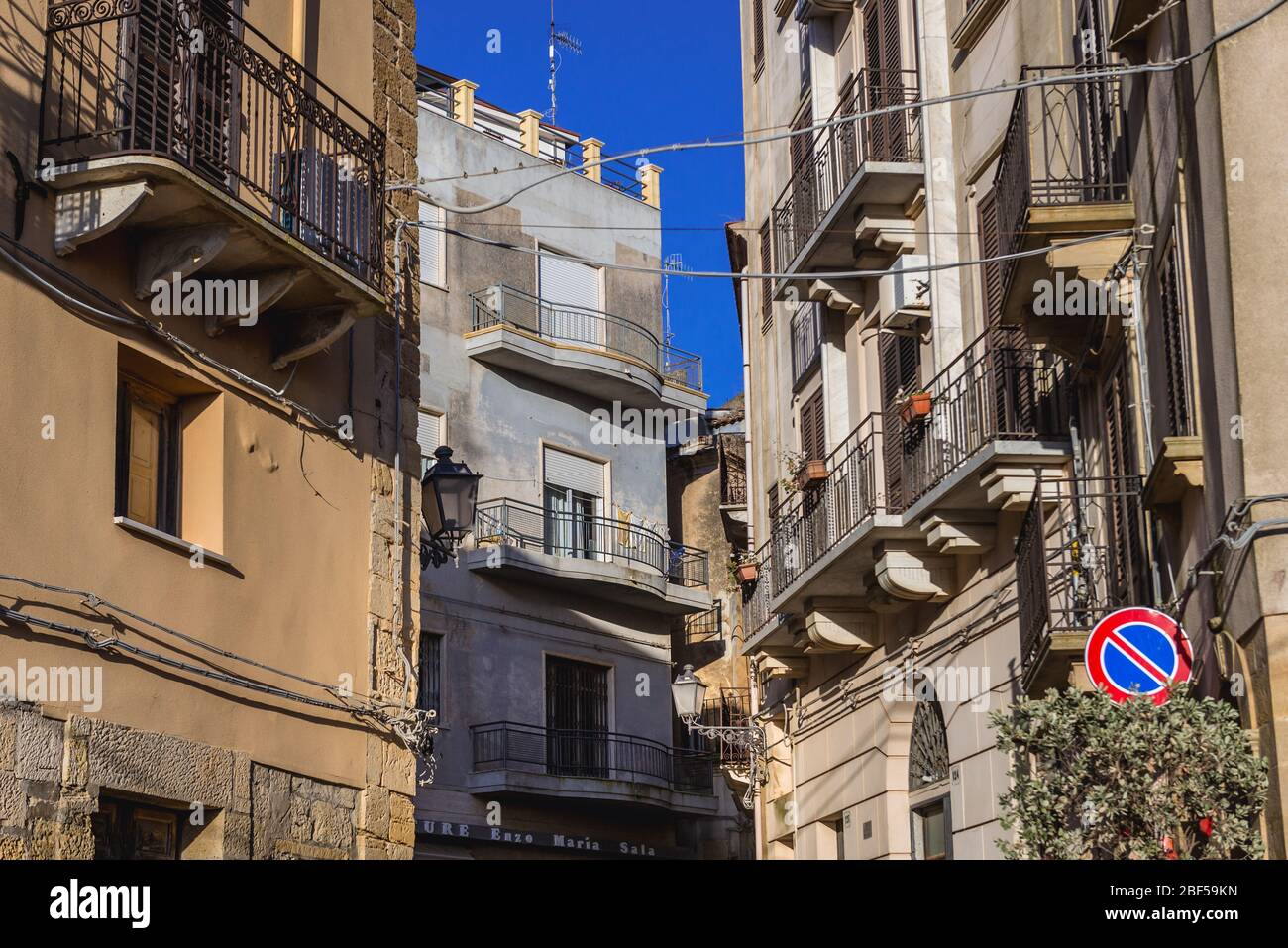 Parte storica della città di Salemi situata nella provincia di Trapani, nella Sicilia sud-occidentale Foto Stock