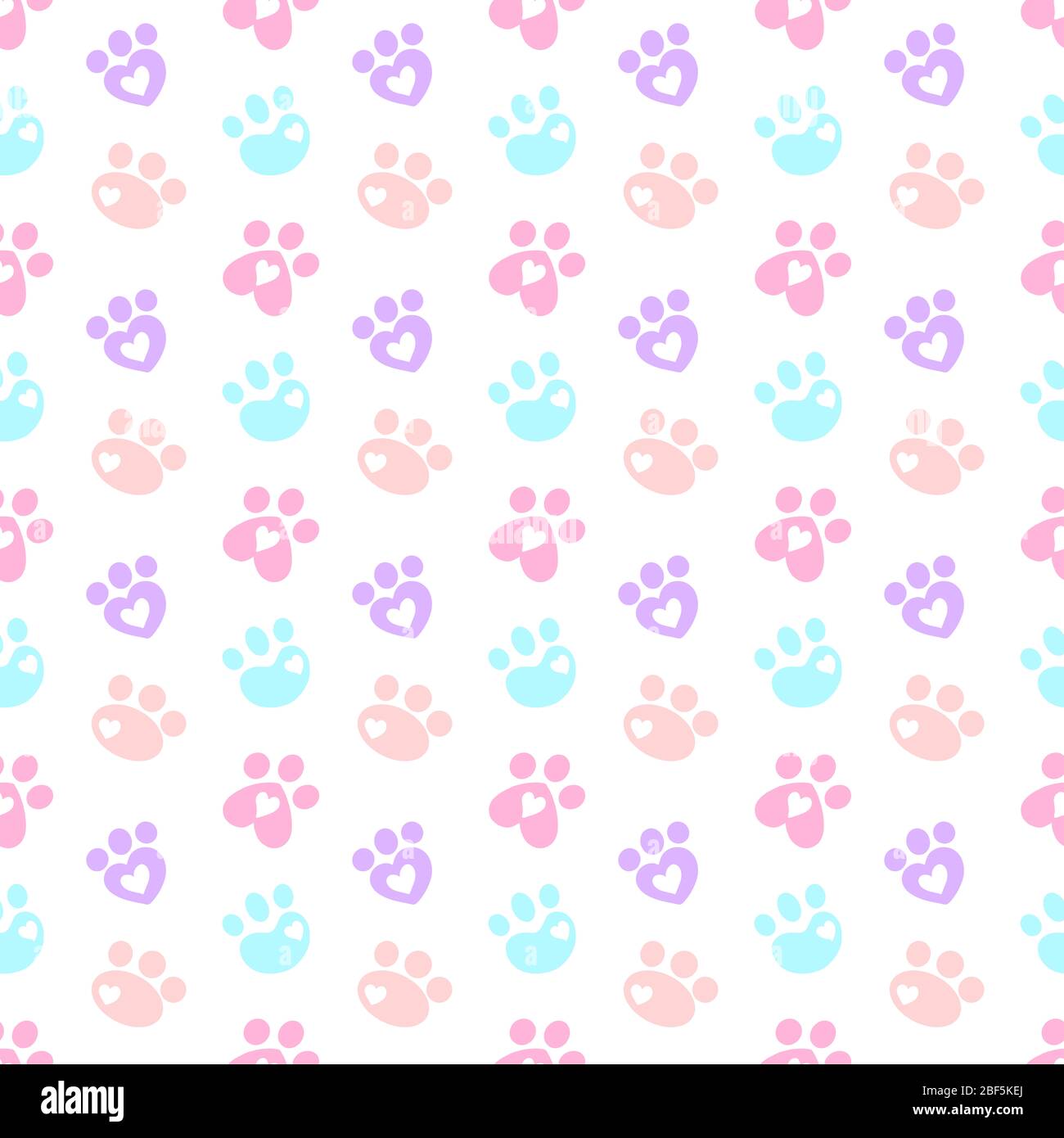 Cartoon con motivo senza cuciture per la stampa di animali Puppy Cat Paw Foto Stock