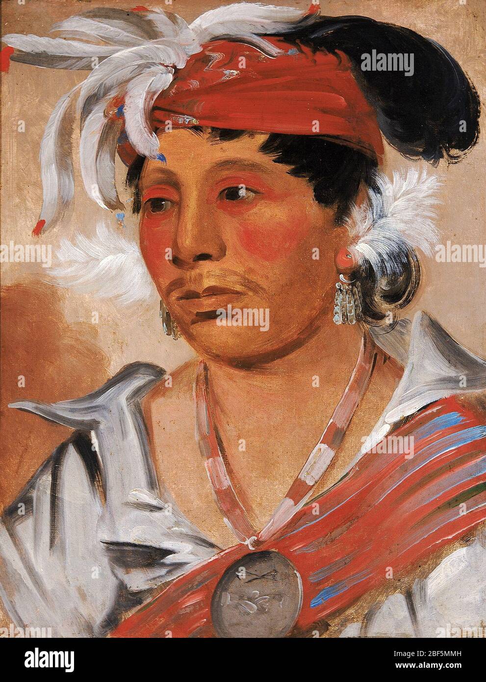 Infila un guerriero rinomato. Il guerriero Seneca String venne a Washington all'inizio del 1831, accompagnando una delegazione dei suoi tribesmen che erano lì per negoziare un trattato per la vendita delle loro terre a sud del lago Erie negli Stati Uniti. Foto Stock