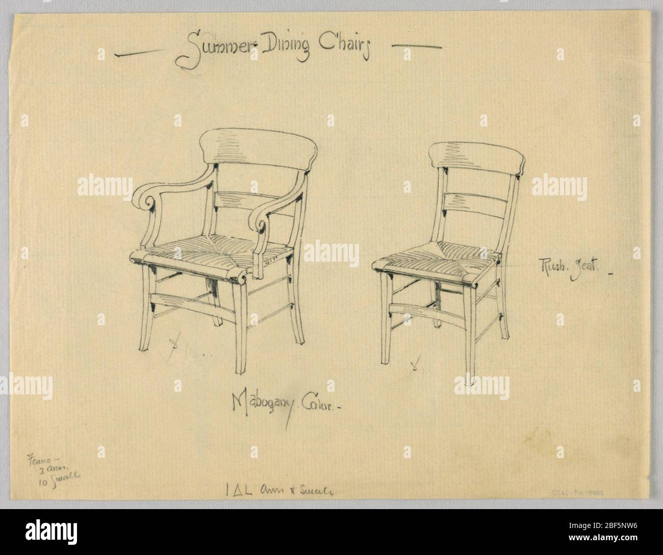 Design per sedie da pranzo estive. Foto Stock