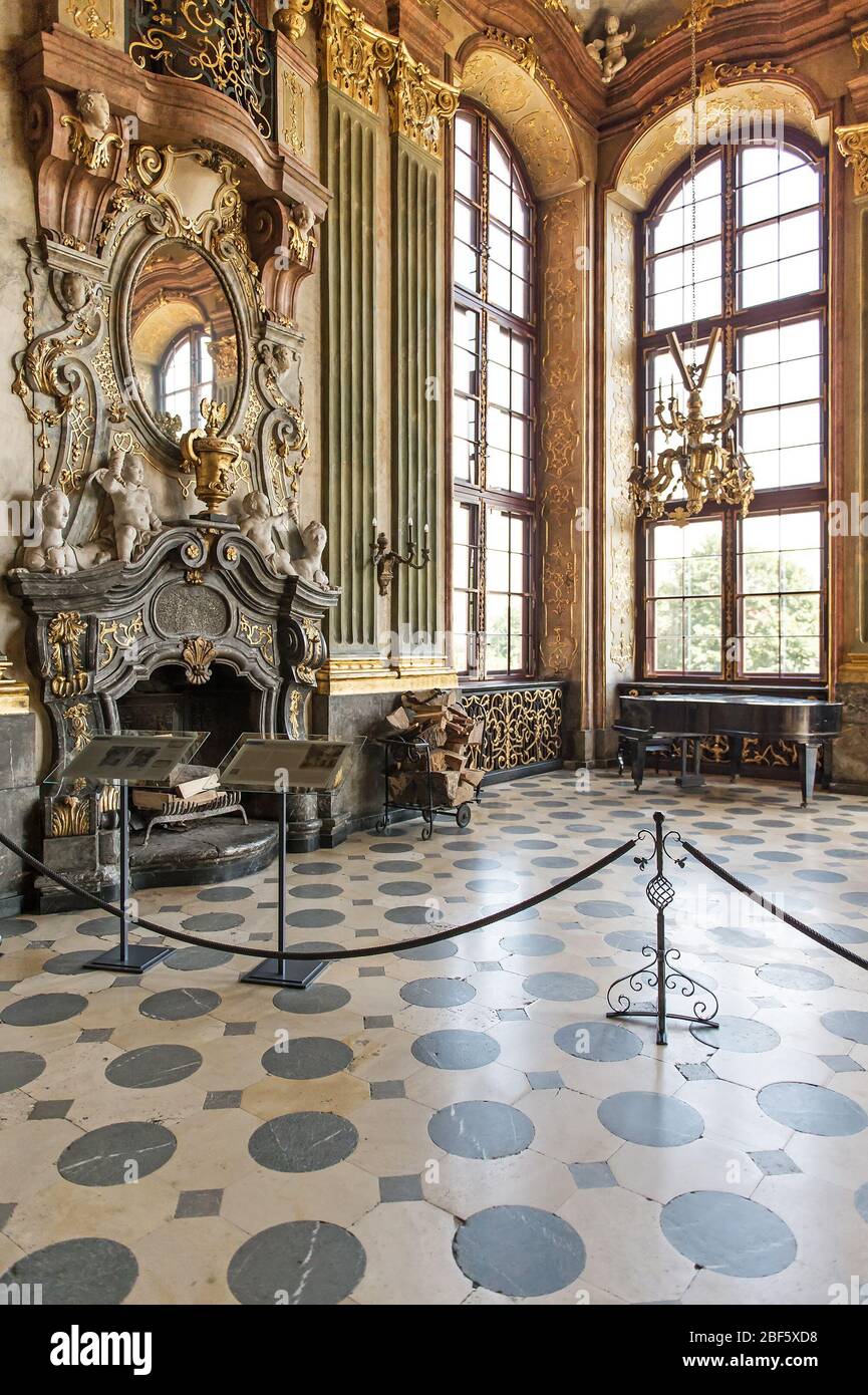 Castello di Ksiaz vicino Walbrzych. L'interno della fortezza storica. Foto Stock