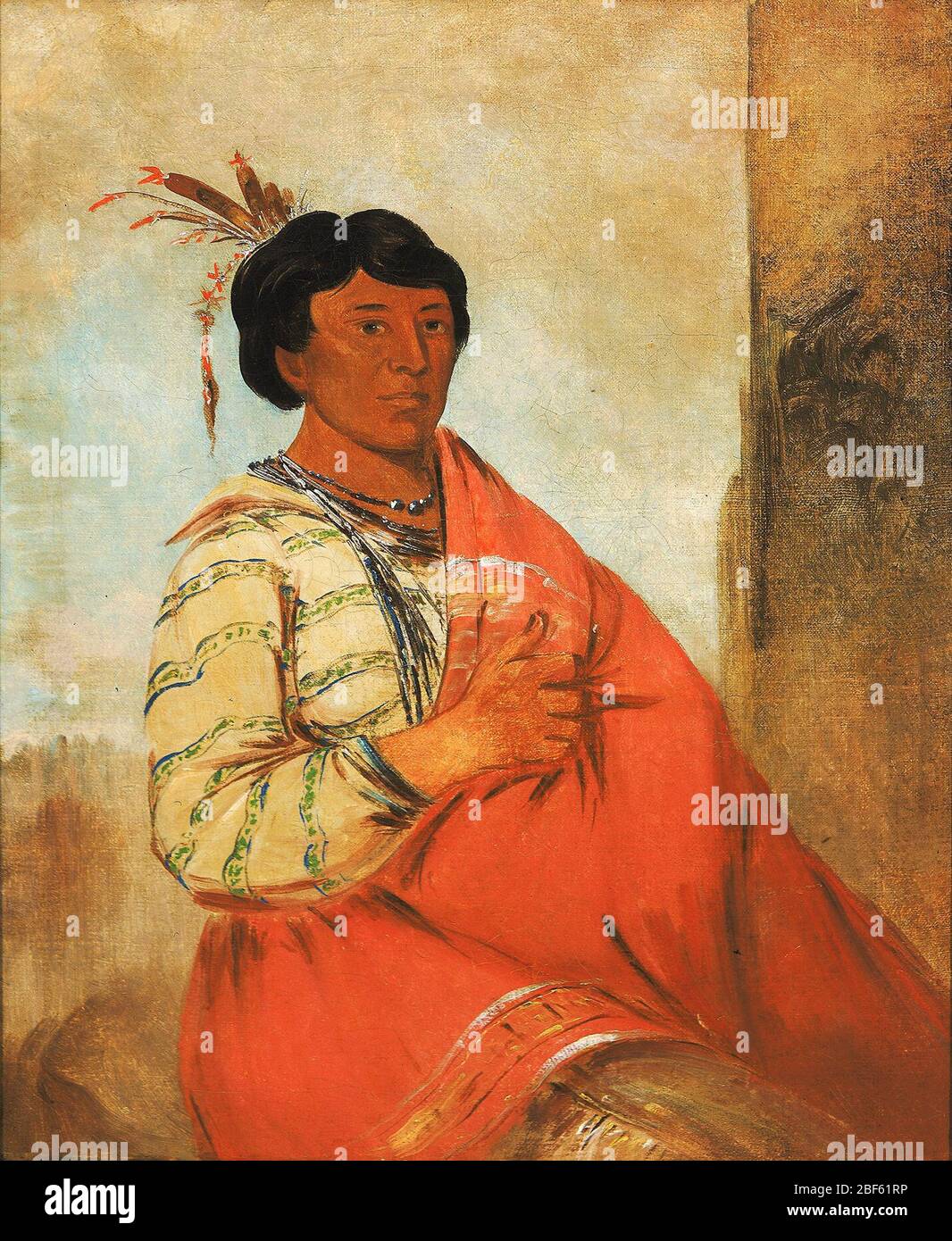 Gawzwquedung Chi Halloes. Lui che Halloes era un membro della tribù Ojibwe/Chippewa. George Catlin dipinse questo ritratto a Sault Ste. Marie (nel Wisconsin di oggi) nel 1836. (Truettner, l'uomo naturale osservato, 1979) Foto Stock