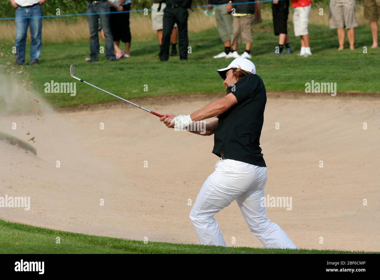 Il giocatore di NHL Peter Forsberg gioca a golf. Stoccolma / Svezia, Arlandastad, campo da golf, agosto 2007. Foto Stock