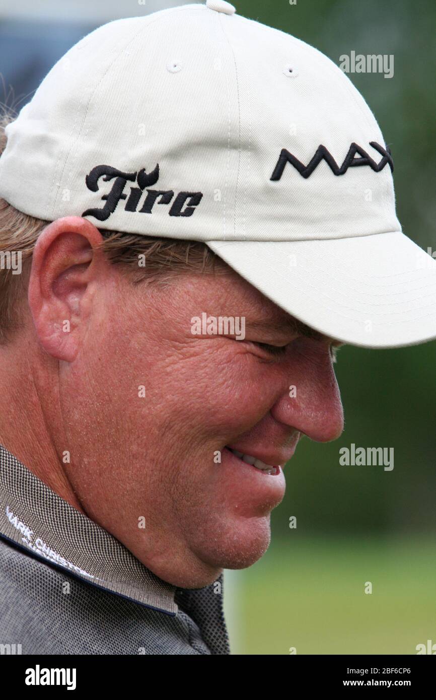 Il leggendario giocatore del PGA Tour John Daly gioca a golf a Stoccolma / Svezia, Arlandastad, campo da golf, agosto 2007. Foto Stock
