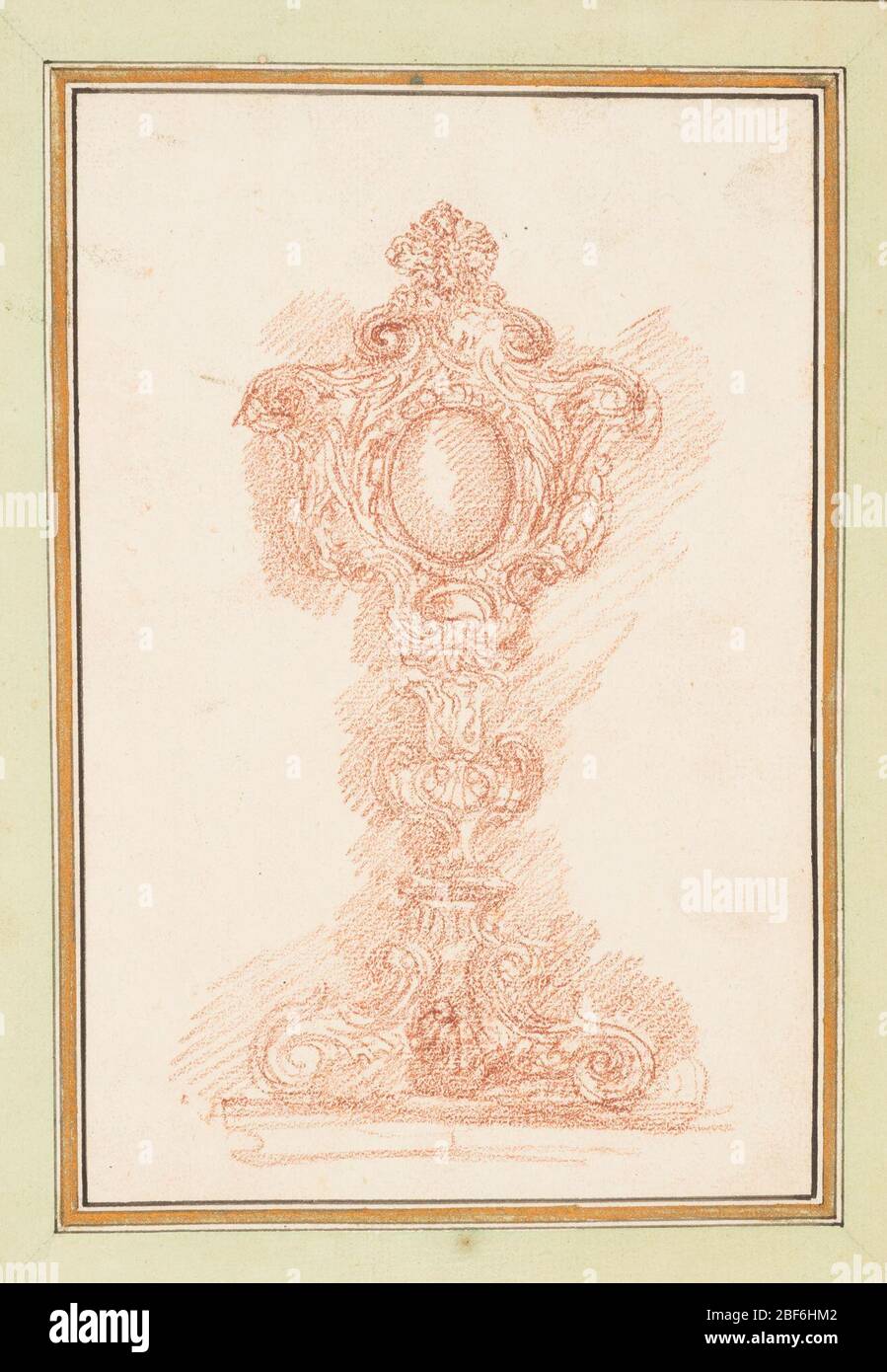 Mostrance. Montatura con finestra ovale e base larga. Foto Stock