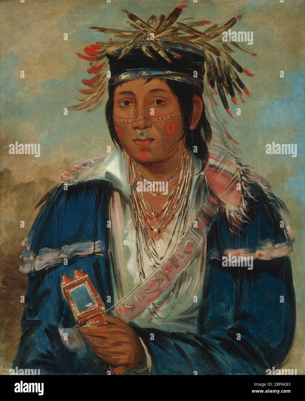 Keemornia No Inglese a Dandy. George Catlin dipinse probabilmente questo ritratto di No English, un membro della tribù Peoria, a Fort Leavenworth (nell’odierno Kansas) nel 1830, nello stesso anno prese ritratti di Delaware, Kaskaskia, Kickapoo e altre tribù. Foto Stock