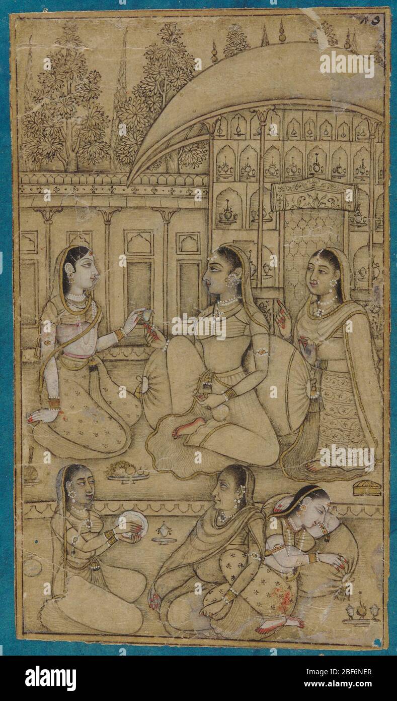 ; India; inizio del XVIII secolo; inchiostro, colore leggero e oro su carta; a x L: 15.5 x 9.2 cm (6 1/8 x 3 5/8 in); dono di Charles Lang Freer Foto Stock