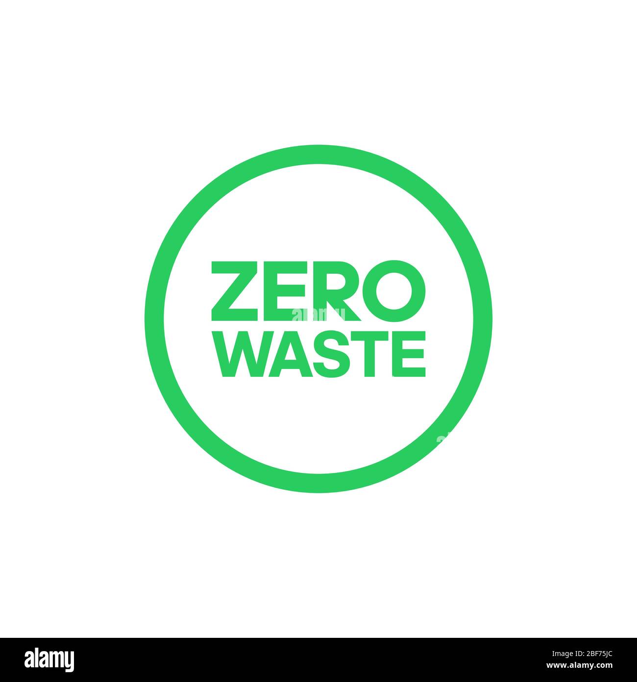 Zero rifiuti il testo in grassetto al centro del logo cerchio. Ecologia e tutela dell'ambiente. Illustrazione di un vettore. Illustrazione Vettoriale