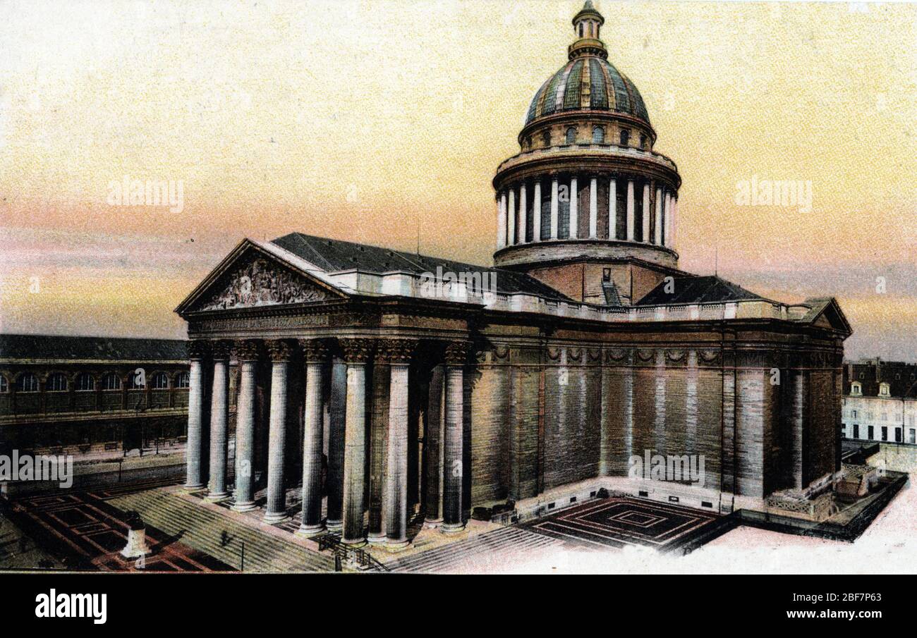 Vue sur le Pantheon a Paris 1910 environ carte postale Collection privee Foto Stock
