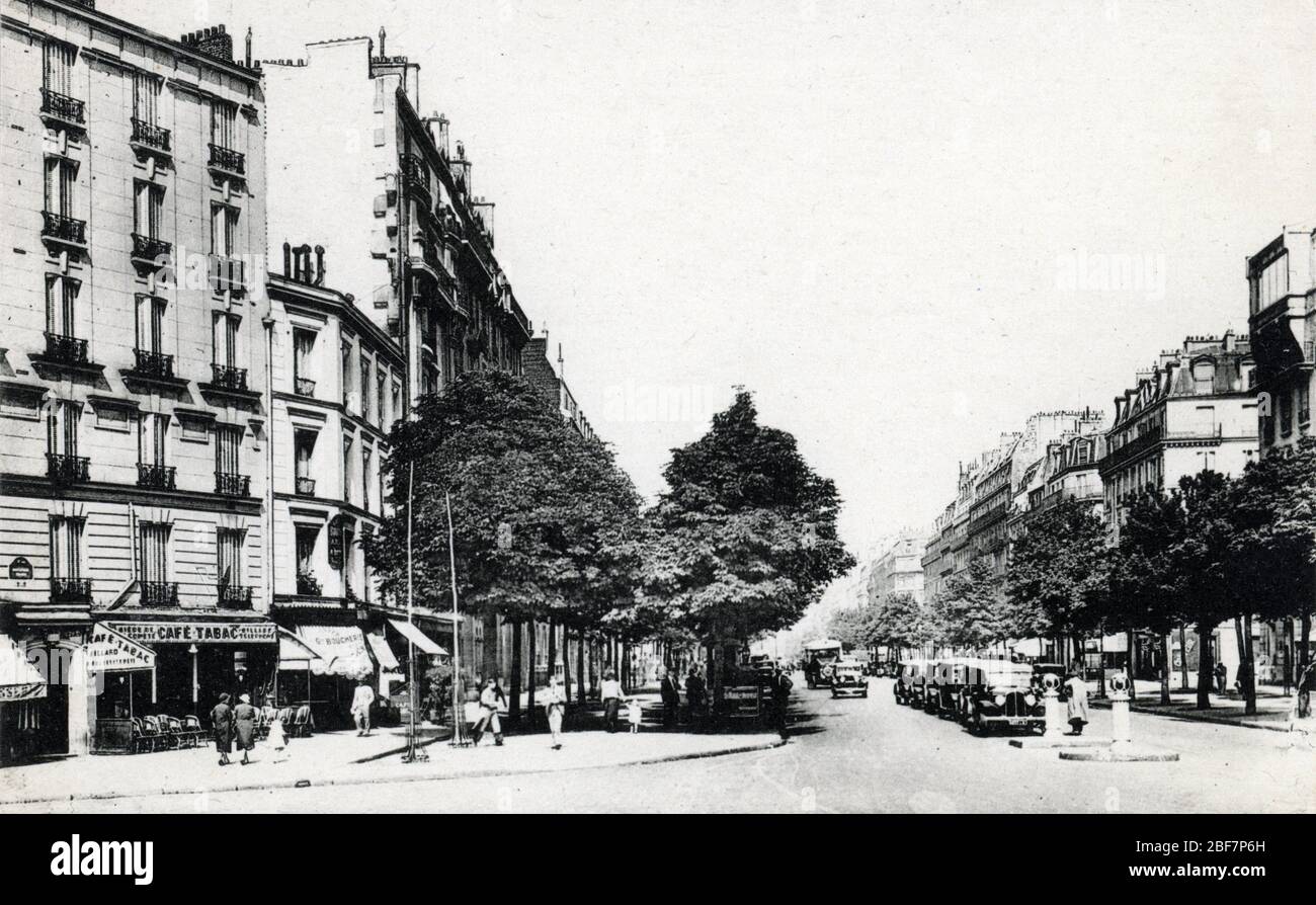 Vue du boulevard arago a Paris, 1920 environ carte postale Collection privee Foto Stock