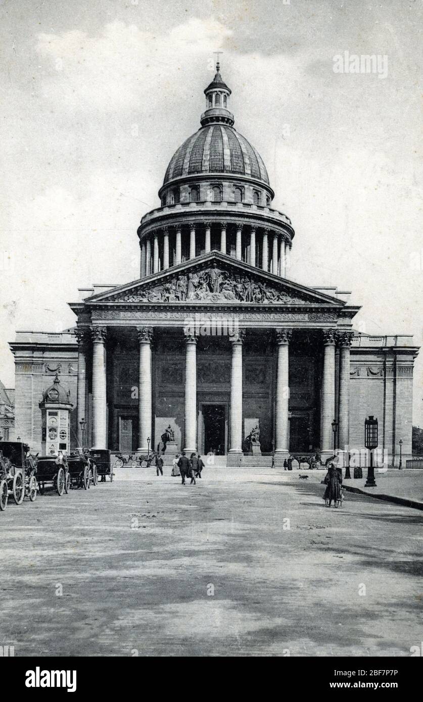 Vue du Pantheon a Paris depuis la rue soufflot, 1912 carte Postale Collection privee Foto Stock
