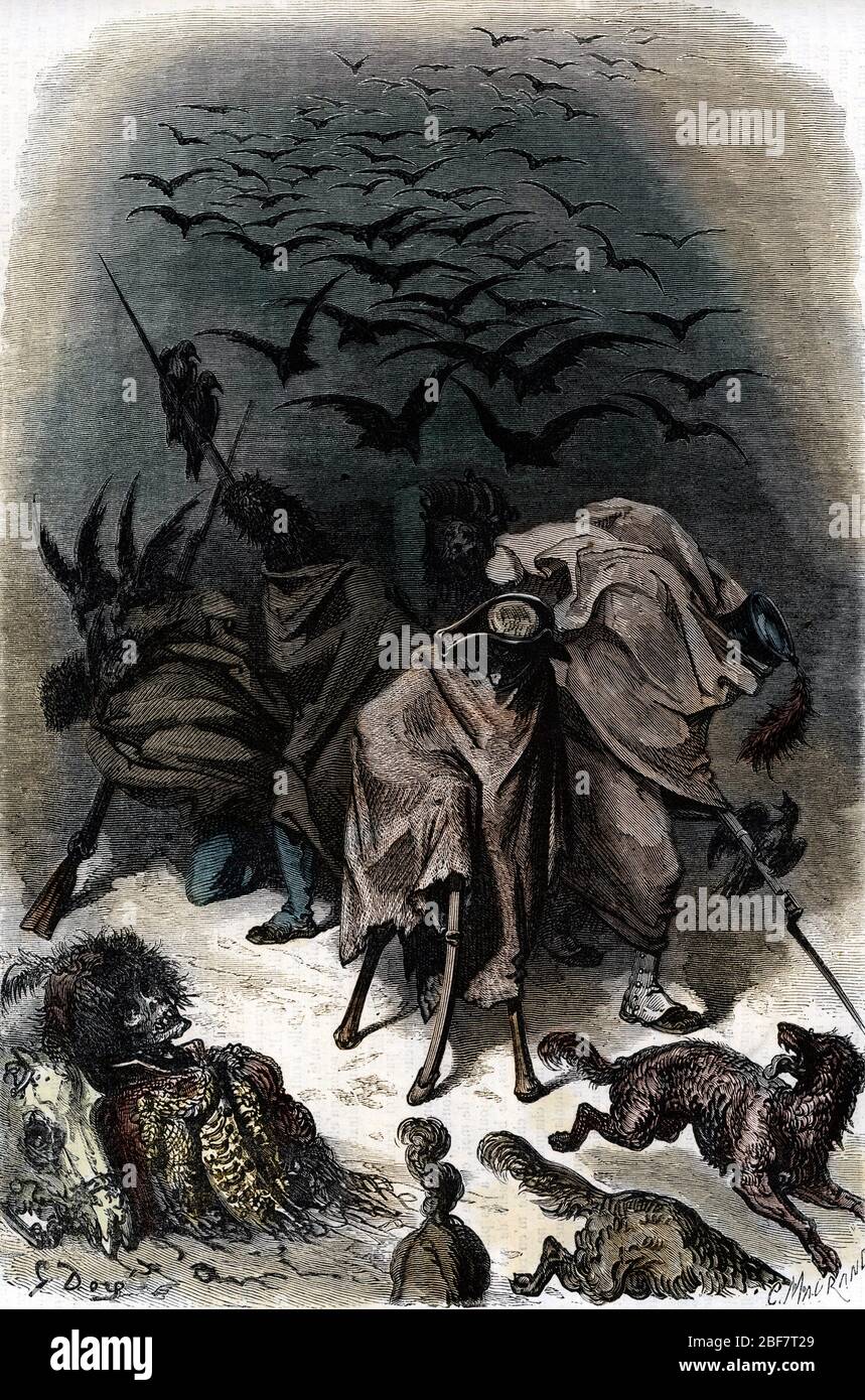 Allegorie de la retraite des francais de Russie en 1812, repli de l'armee napoleonienne de Moschou jusqu'en Francia, a l'Issue de la campagne de Russie Foto Stock