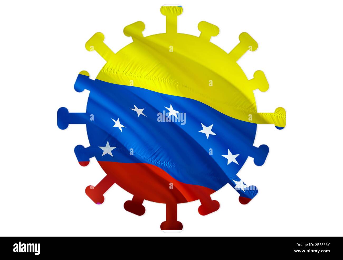 Simbolo di coronavirus in Venezuela. Nuovo coronavirus (2019-nCoV). Concetto di quarantena del coronavirus. Rischio di coronavirus e infezione in Venezuela conce Foto Stock