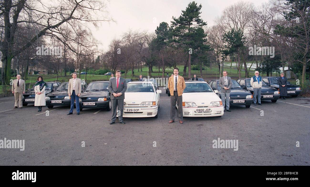 1989, team di vendita con Ford Company automobili, Inghilterra settentrionale, Regno Unito Foto Stock