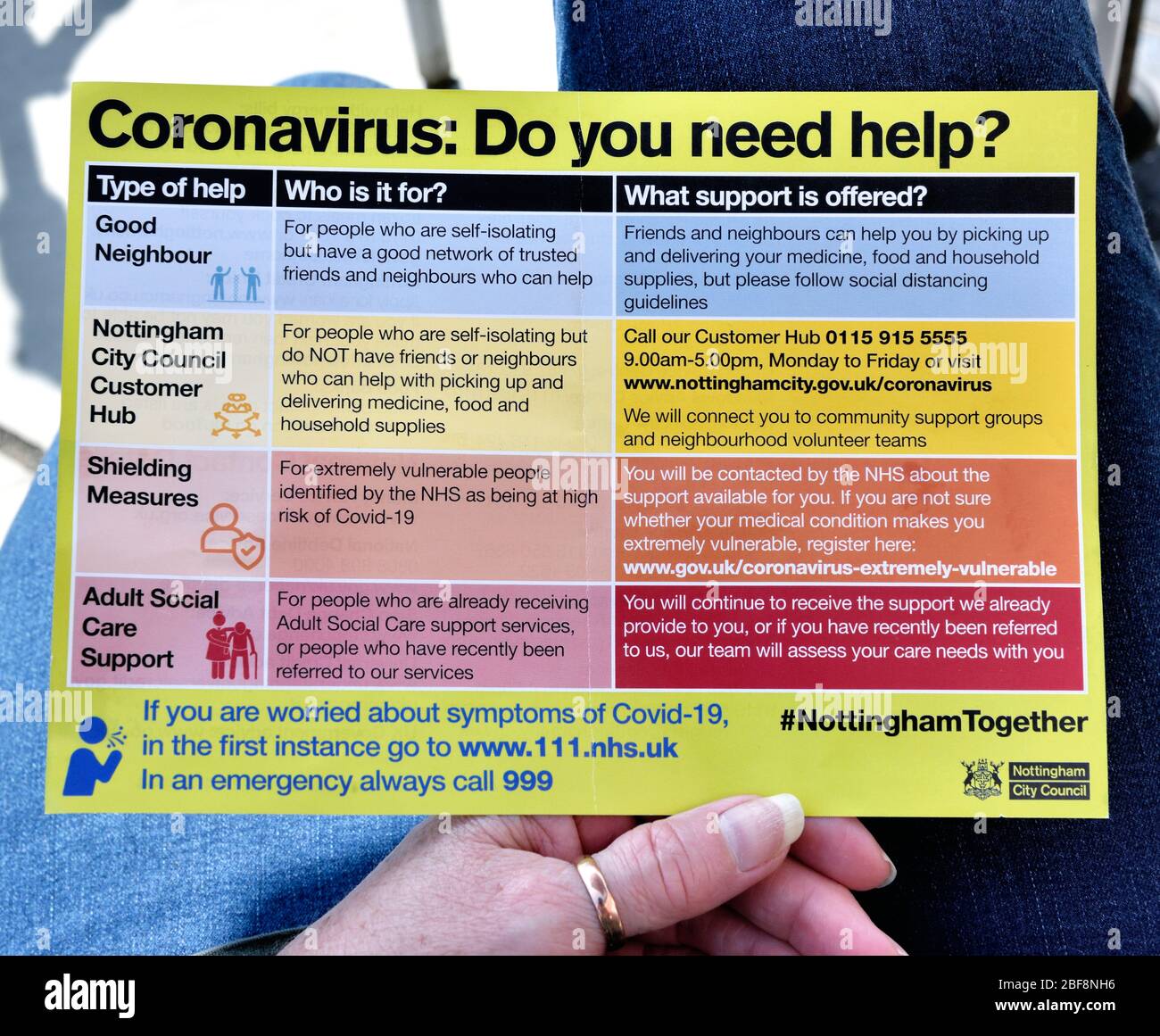 Coronavirus,covid-19 opuscolo informativo pubblico del governo Foto Stock