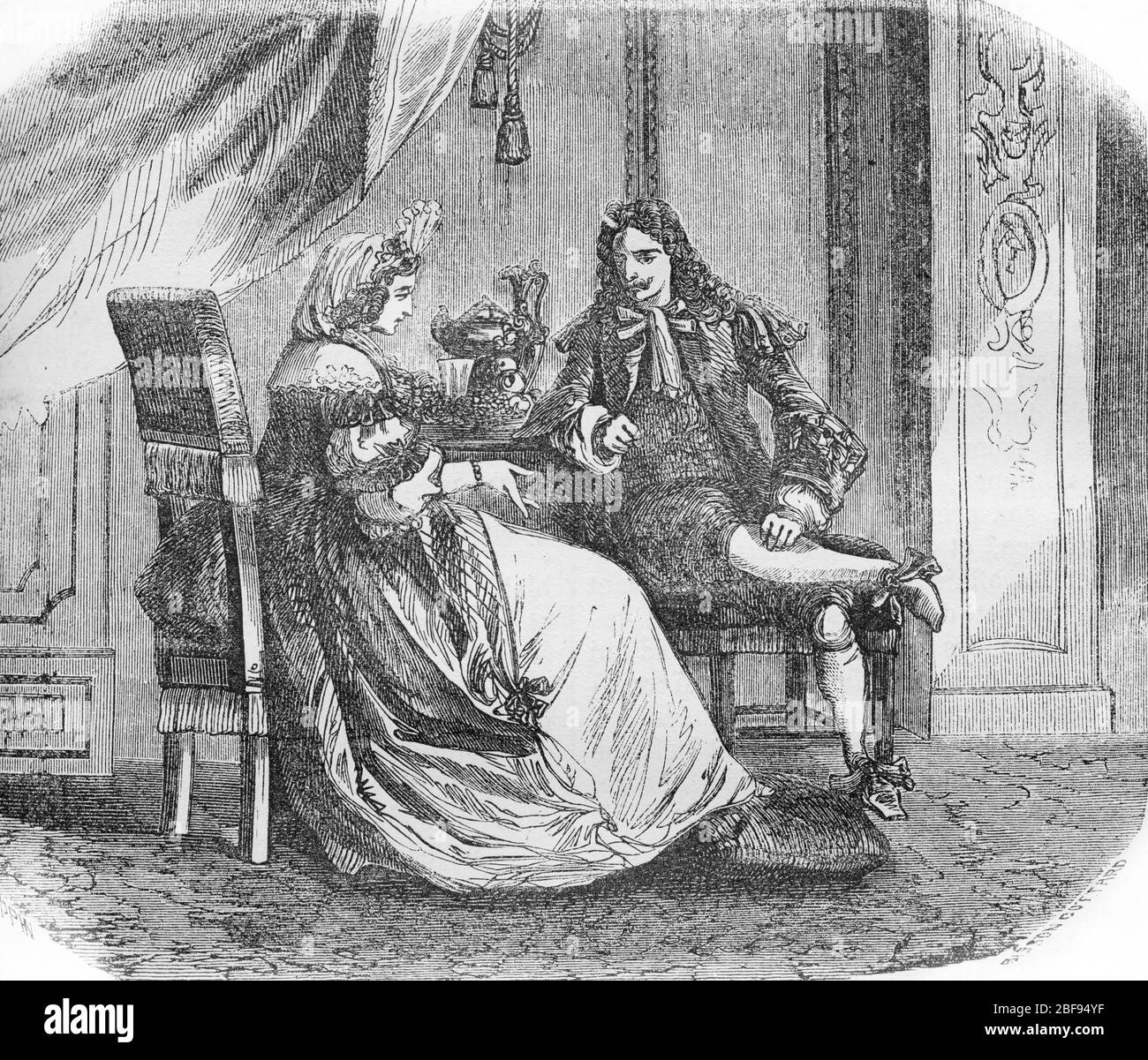 'Portrait de Suzanne de Bruc de Montplaisir (1605-1705) marquise du Plessis-Belliere avec le surintendant Nicolas Fouquet (1615-1680), ministre des fi Foto Stock