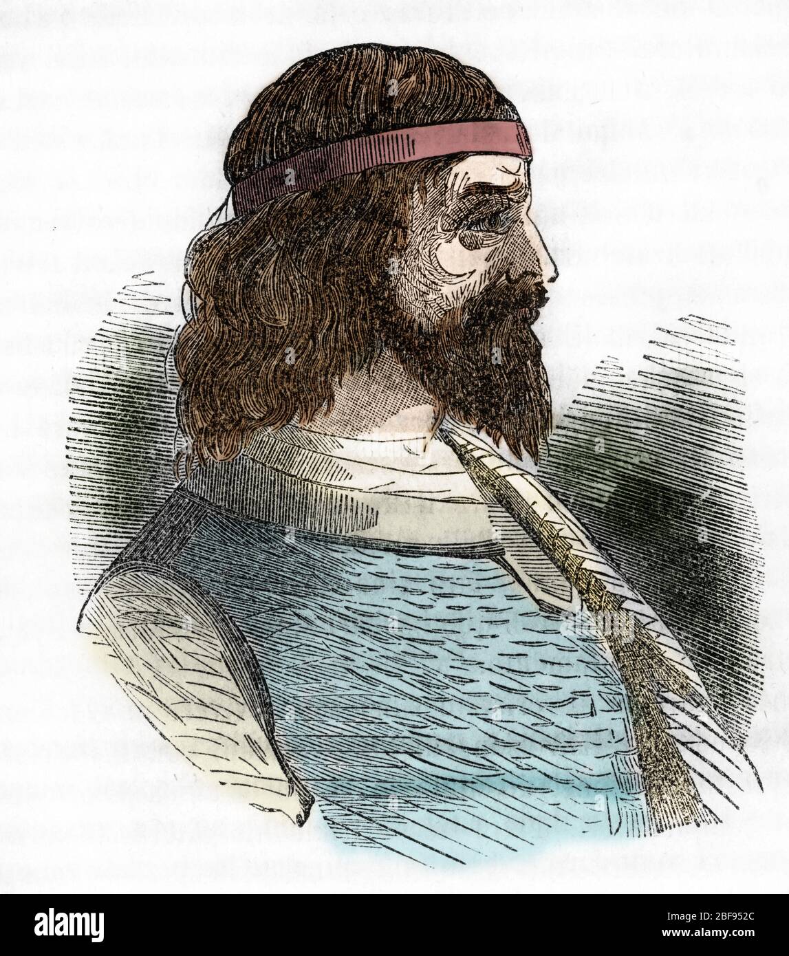 Portrait d'Odovacar, chef des Herules allies aux Huns et ministre d'Attila (435-493) (Odoacer o Flavius Odovacer) dessin tiree de 'i miste Foto Stock