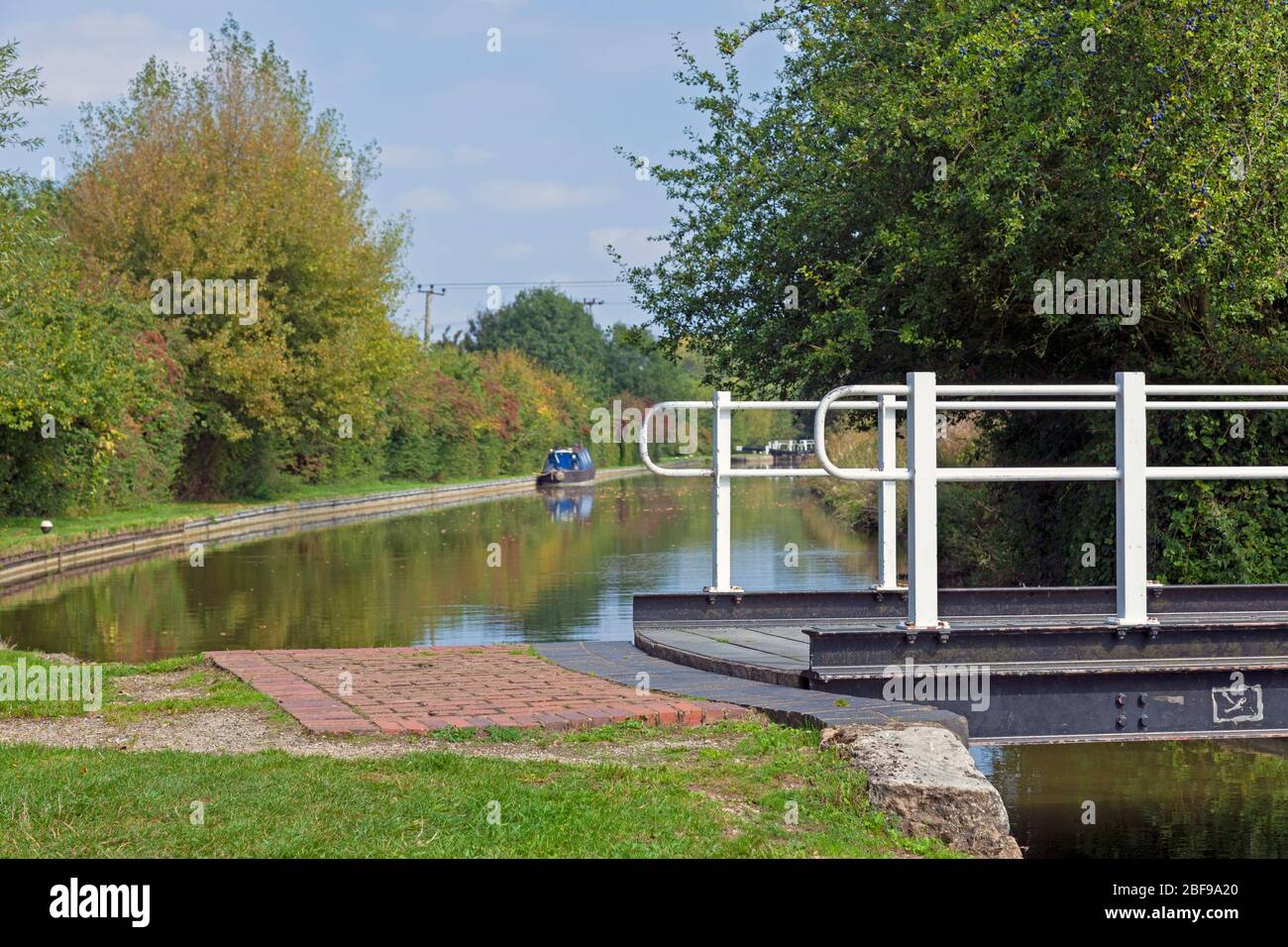 Inghilterra, Buckinghamshire, vicino a Cheddington, Swing Bridge sul Canal Grande Union (dettaglio) Foto Stock