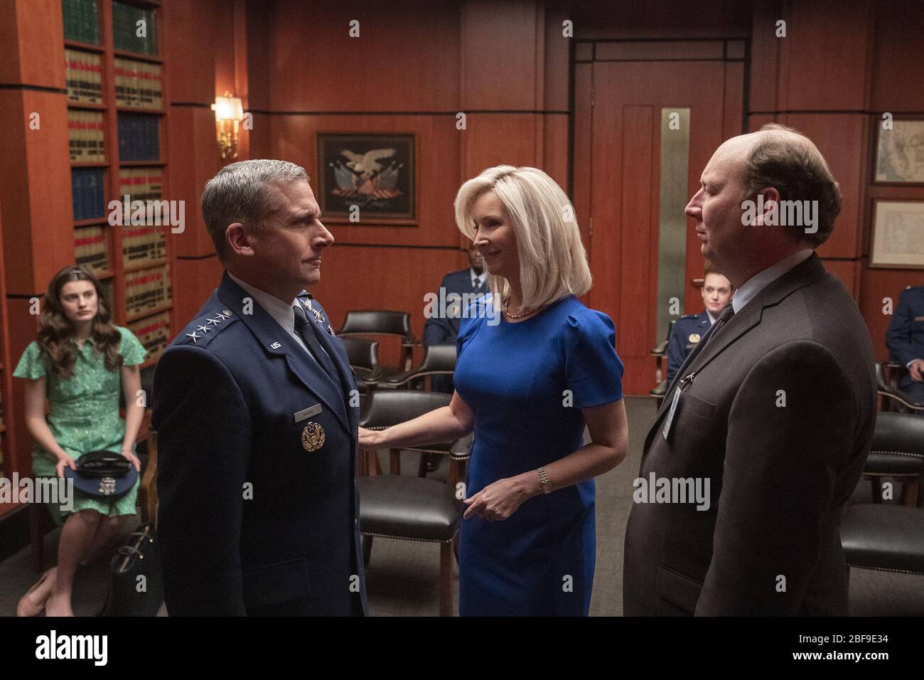 Steve Carell, Lisa Kudrow, 'Space Force' Stagione 1 (2020) credito: Aaron Epstein / Netflix / The Hollywood Archive Foto Stock