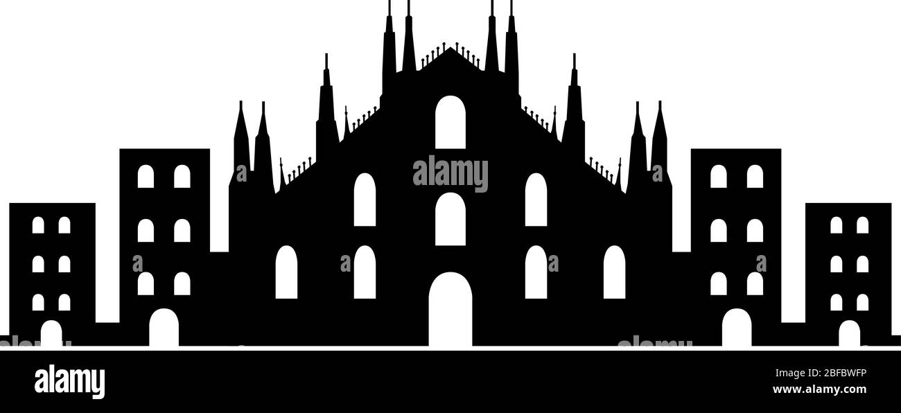 Icona dello skyline di Milano illustrata in vettore su sfondo bianco Illustrazione Vettoriale