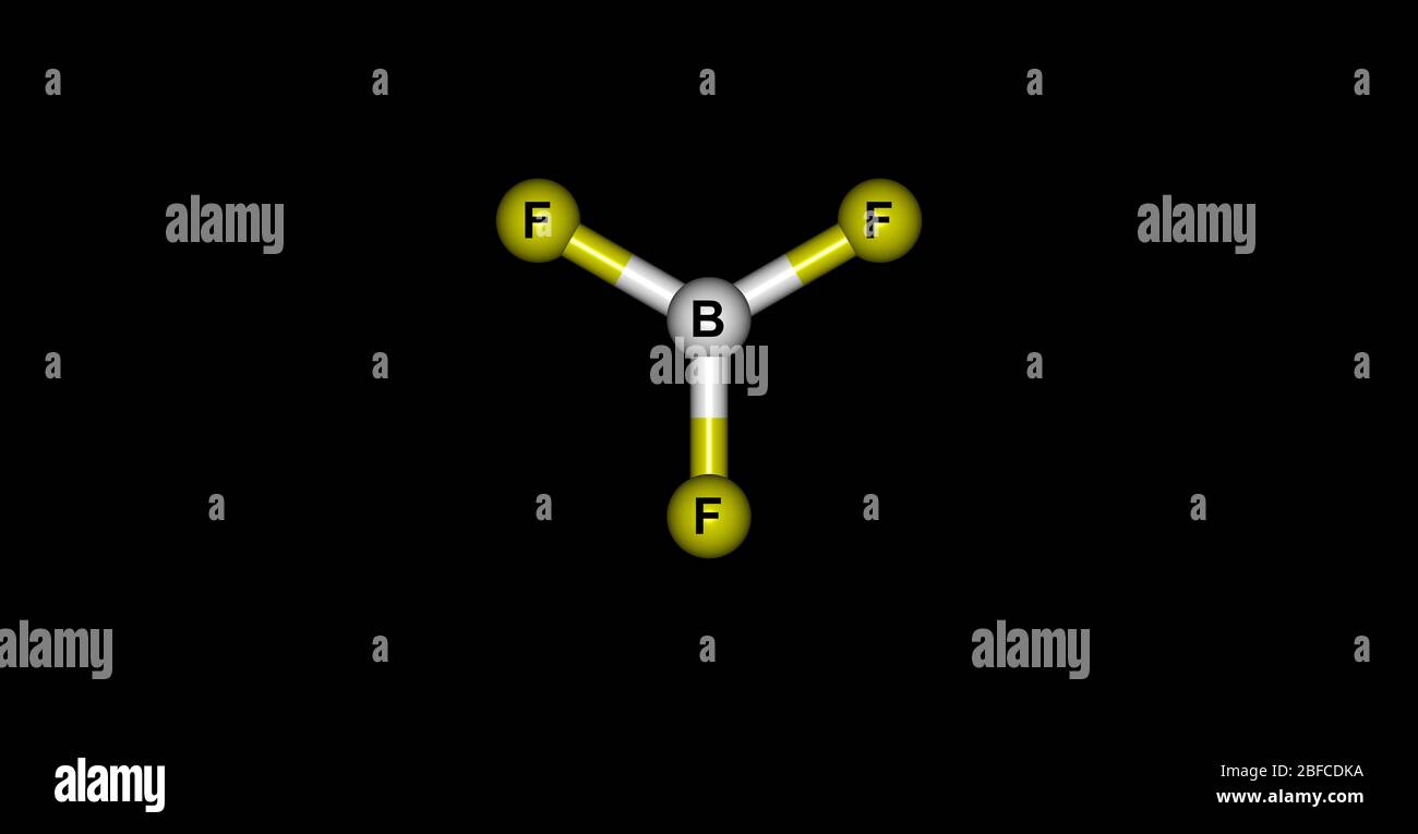 Il trifluoruro di boro è il composto inorganico di formula BF3. Questo gas tossico pungente incolore forma fumi bianchi nell'aria umida Foto Stock